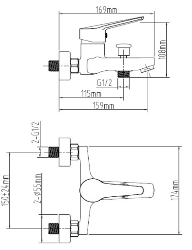 GRIFO DE BAÑERA MONOMANDO BROOKS - 2