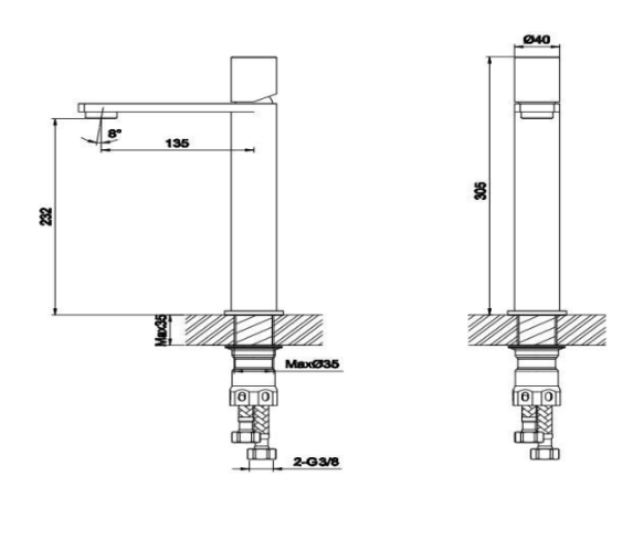 GRIFO DE LAVABO MONOMANDO CAÑO ALTO AILIK NEGRO - 3