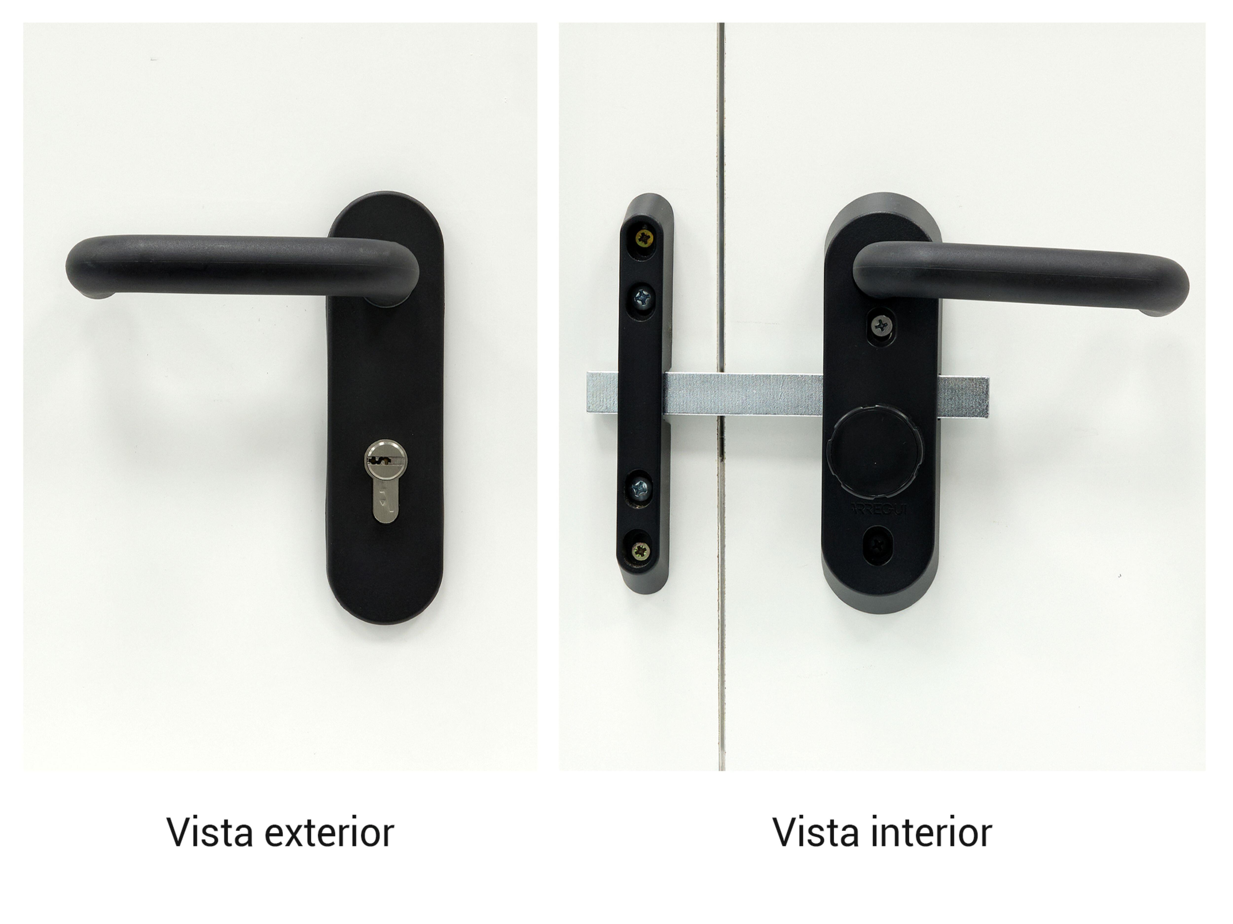 CONJUNTO MANILLA TRASTERO CON CILINDRO SEGURIDAD Y CERROJO 72MM DUPLEX - 2