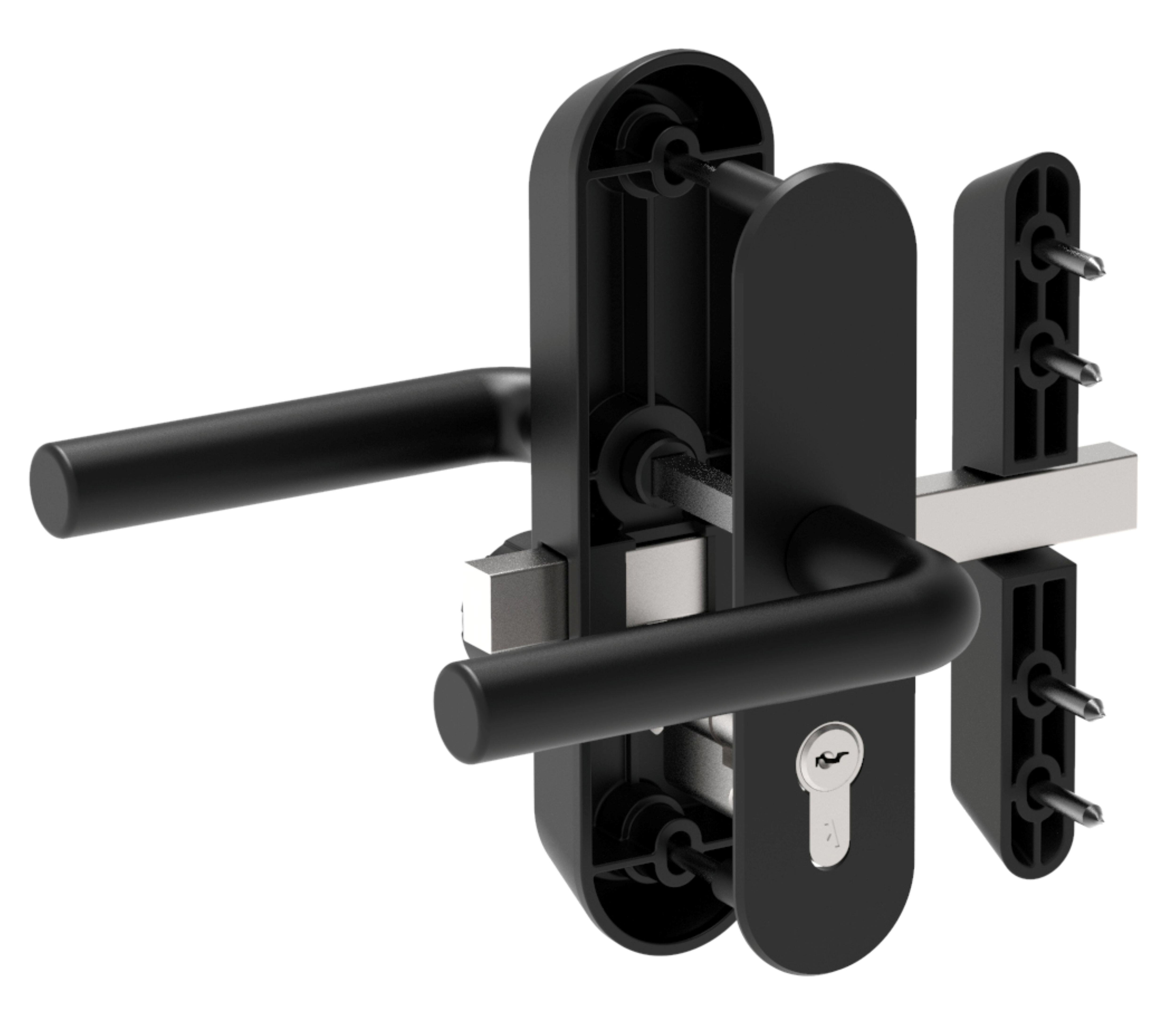 CONJUNTO MANILLA TRASTERO CON CILINDRO SEGURIDAD Y CERROJO 47MM DUPLEX - 3