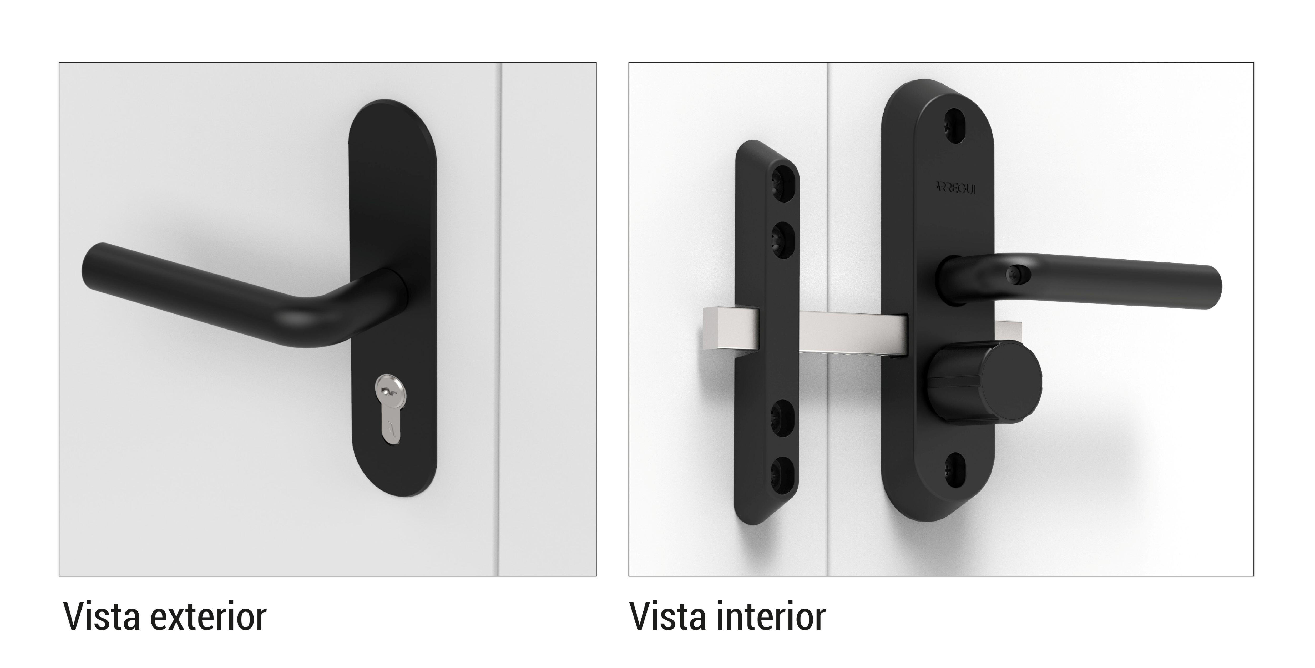 CONJUNTO MANILLA TRASTERO CON CILINDRO SEGURIDAD Y CERROJO 47MM DUPLEX - 2