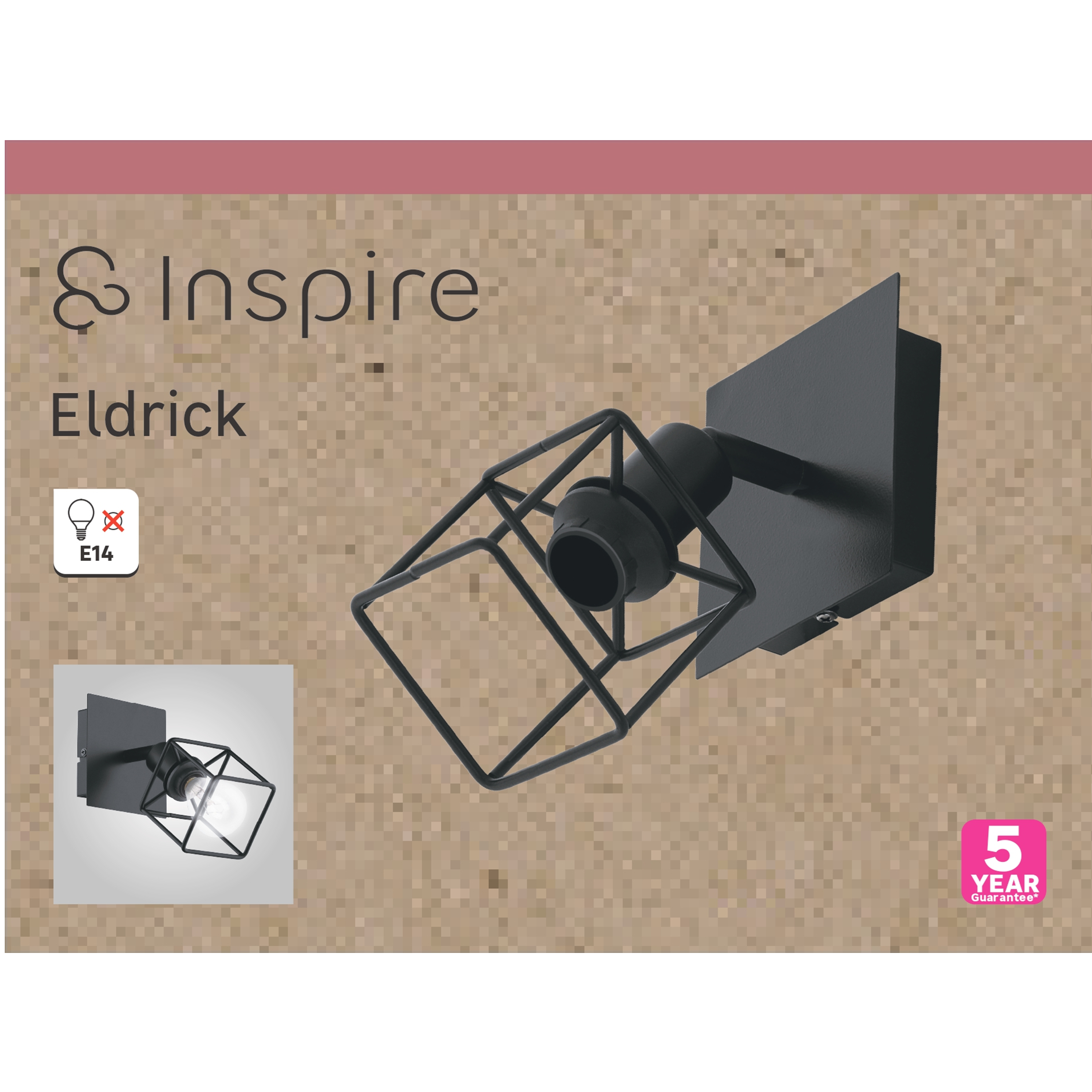 Faretto decorativo senza fonte luminosa ELDRICK in acciaio nero E14 28W INSPIRE 1 luci - 7