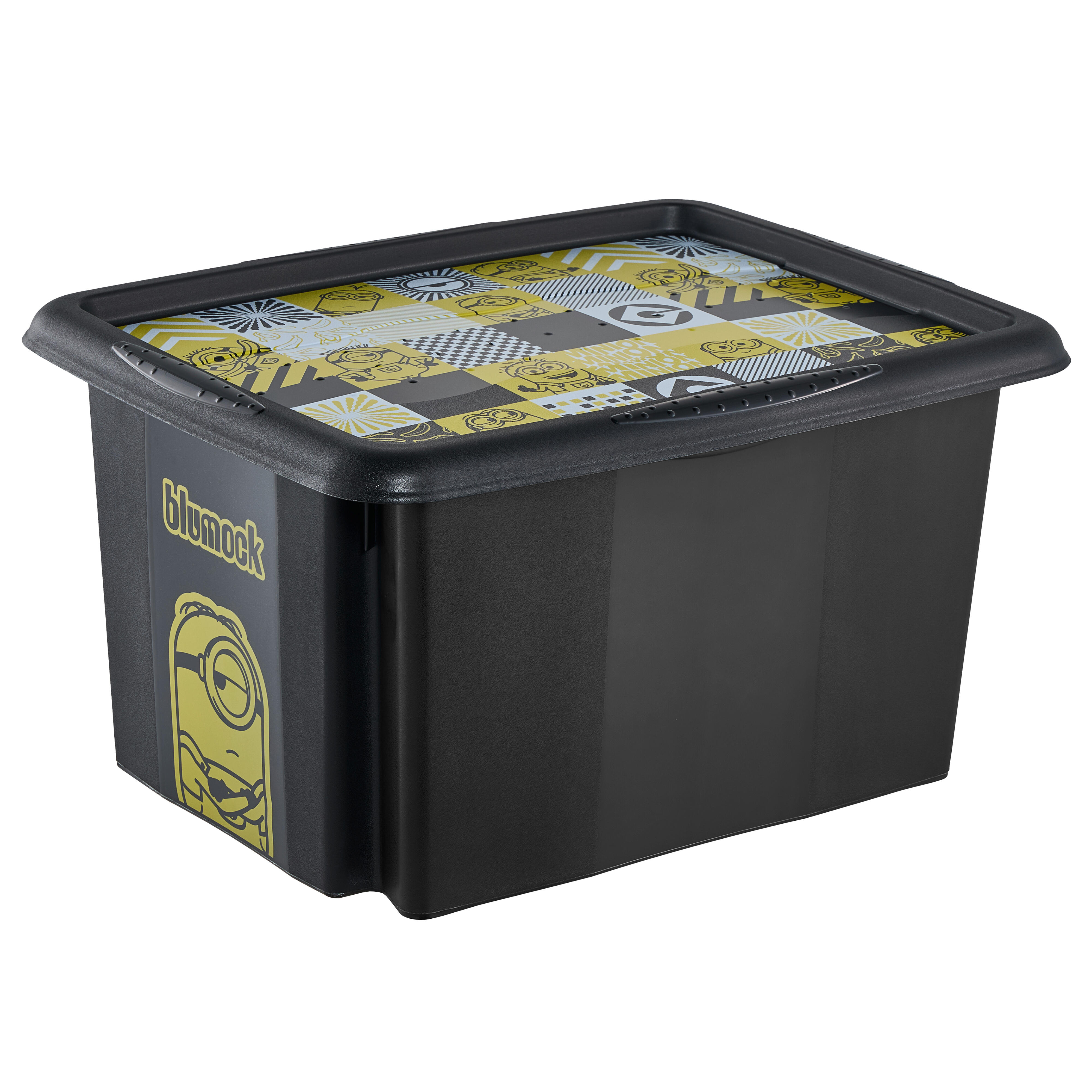 Cutie depozitare Minions, din plastic, 38 x 29.5 x 20.5 cm, 15 L, negru, cu capac