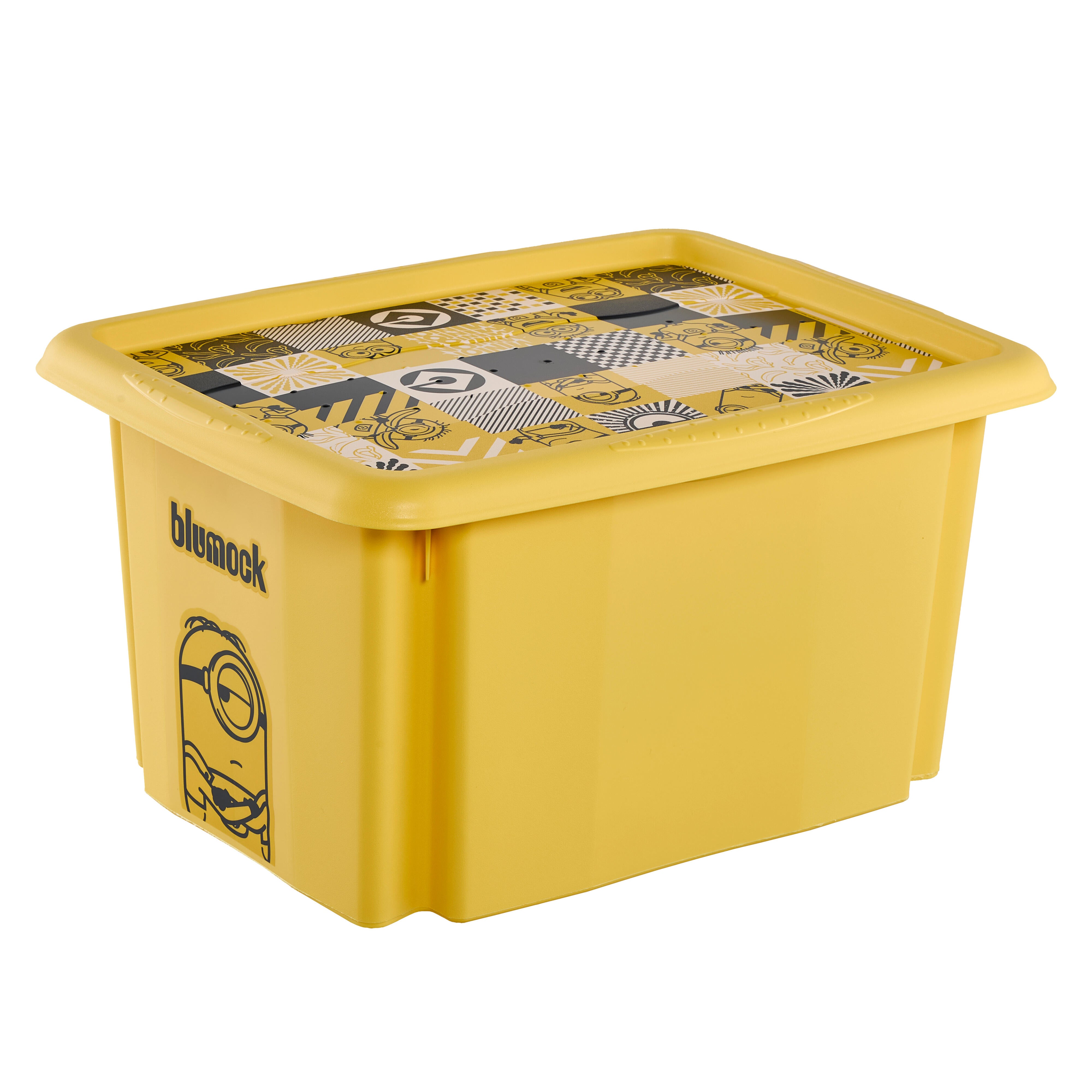 Cutie depozitare Minions, din plastic, 38 x 29.5 x 20.5 cm, 15 L, galben, cu capac