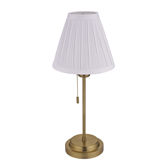 Candeeiro de mesa Silvana ferro latão e abajur branco de tecido altura 52 cm E27 Inspire