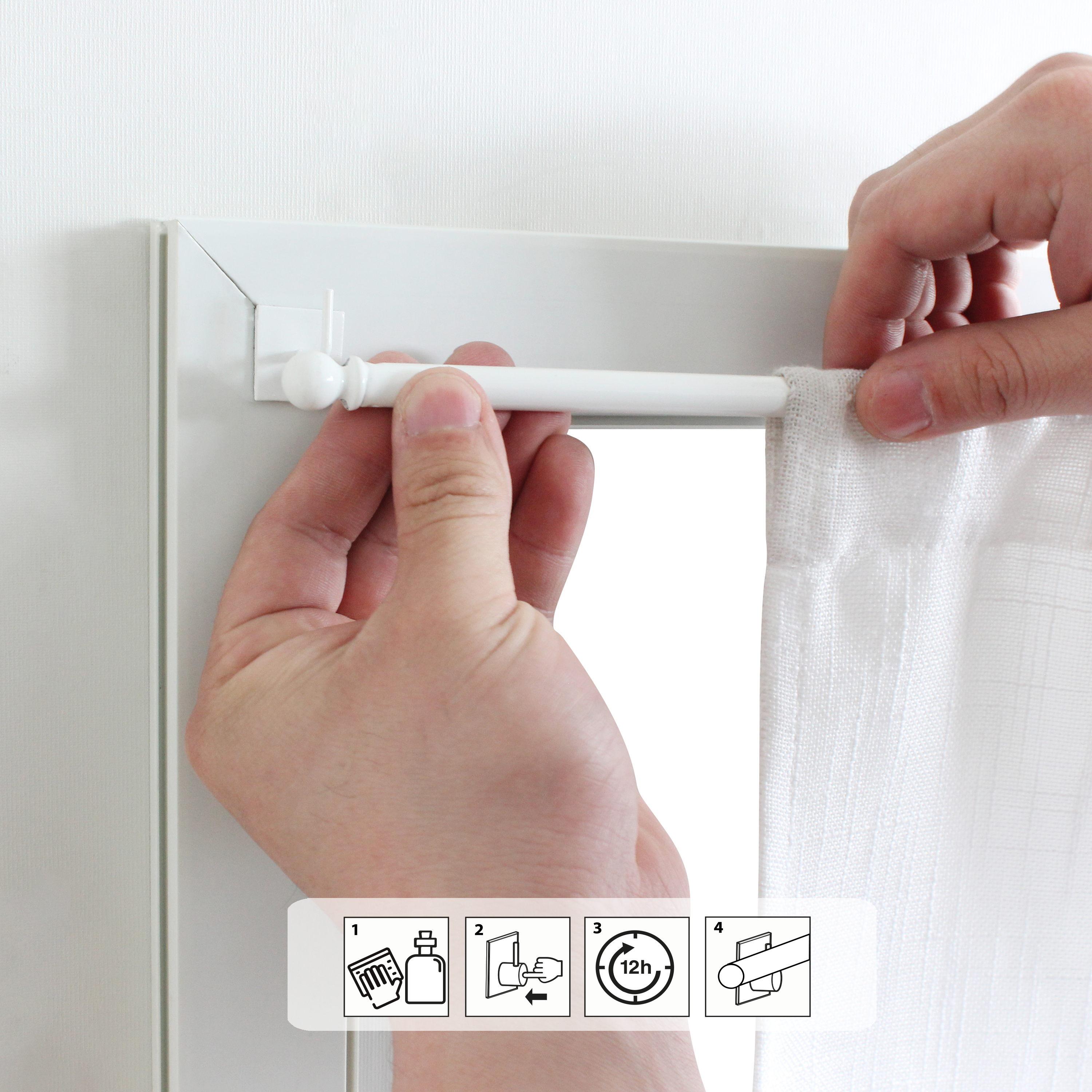 Support pour tringle à rideau Square Diam. 9mm blanc brut INSPIRE - 6