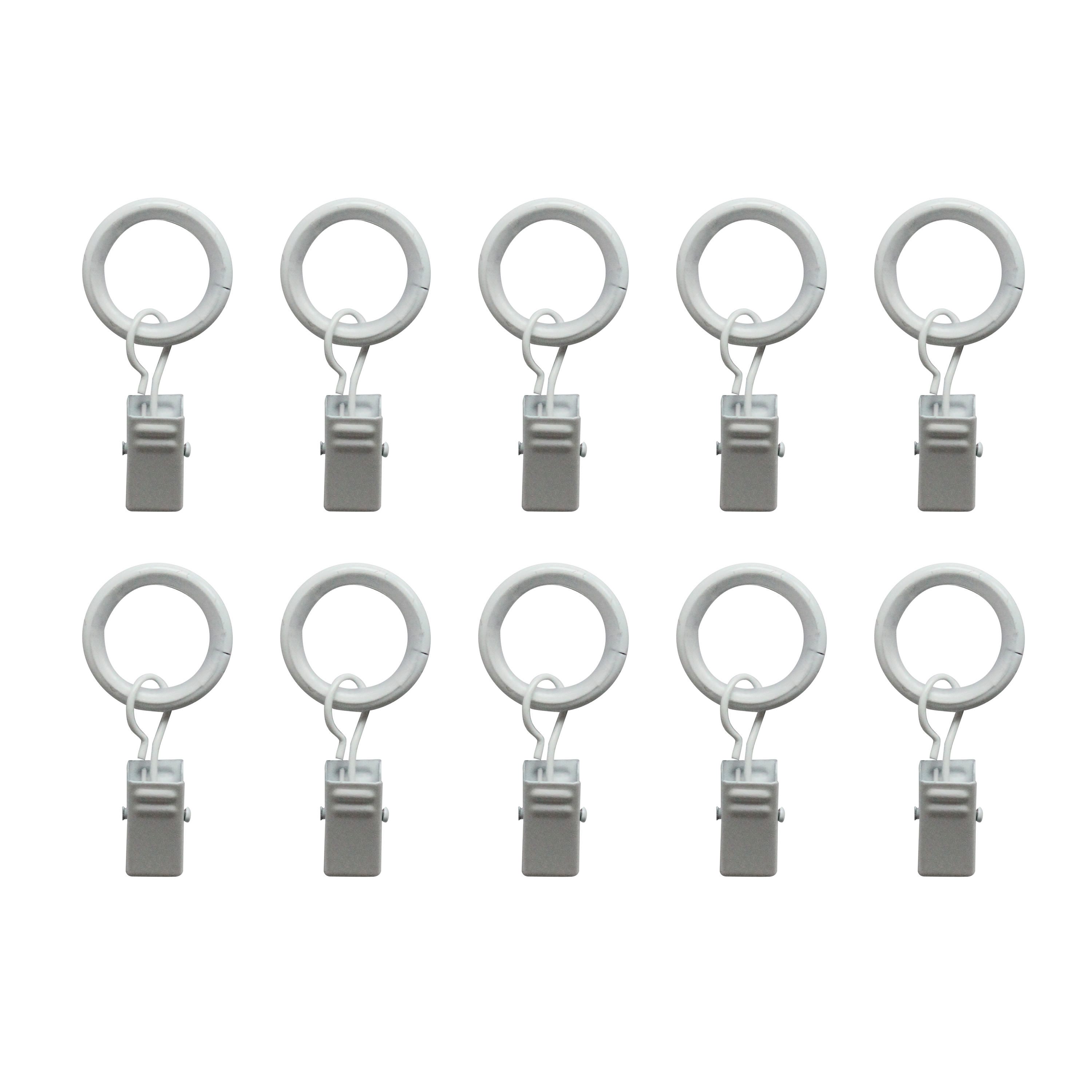 Lot de 10 anneaux pour tringle à rideau Clip 9 mm acier blanc peint - 3
