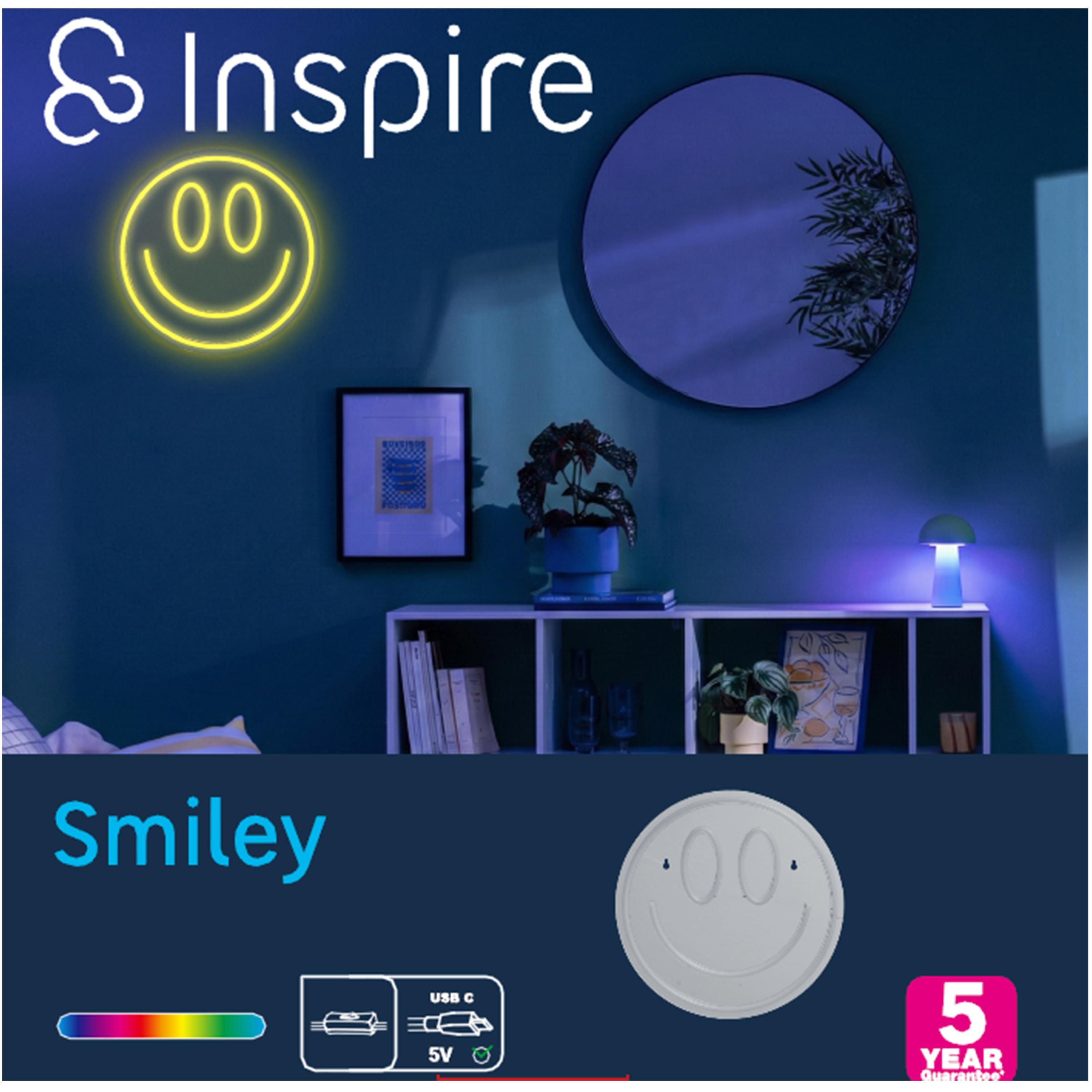 Neon LED Smiley na USB-C Inspire - 4