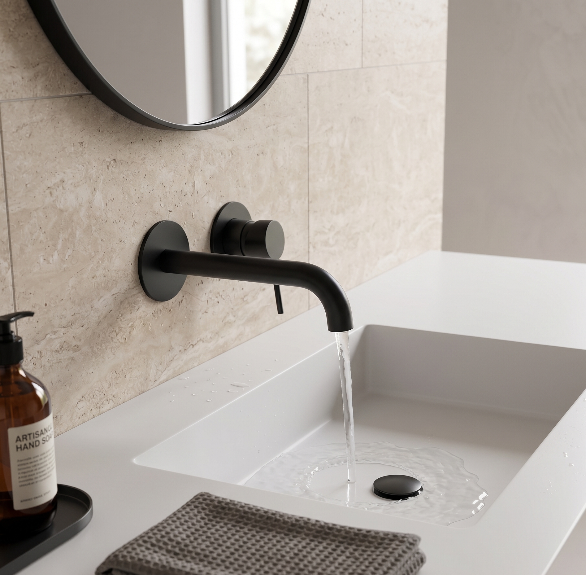 GRIFO DE LAVABO EMPOTRADO IRIS NEGRO MATE - 2