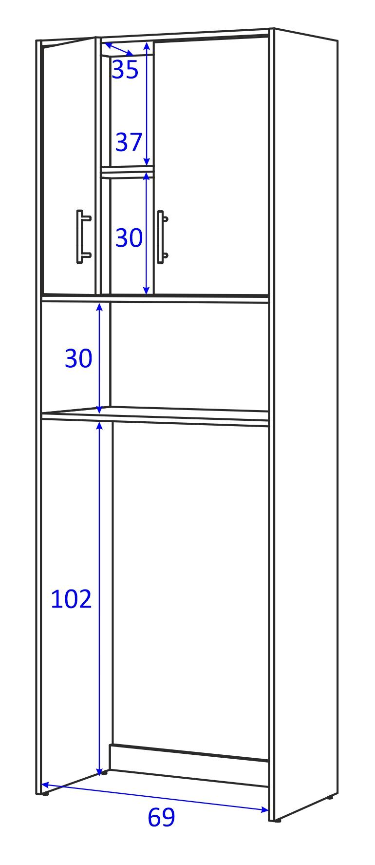 Armario para lavadora 207x73x40 blanco artik - 2