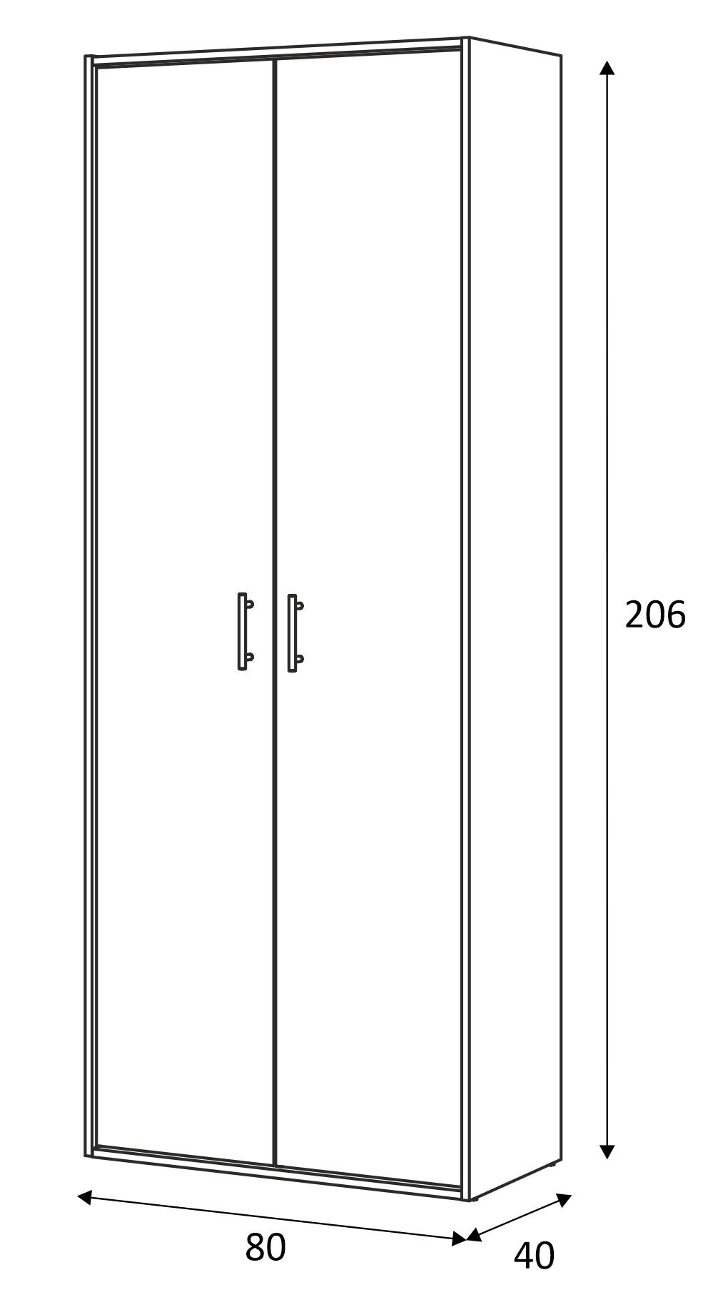Armario multiusos 206X80X40 blanco artik - 6