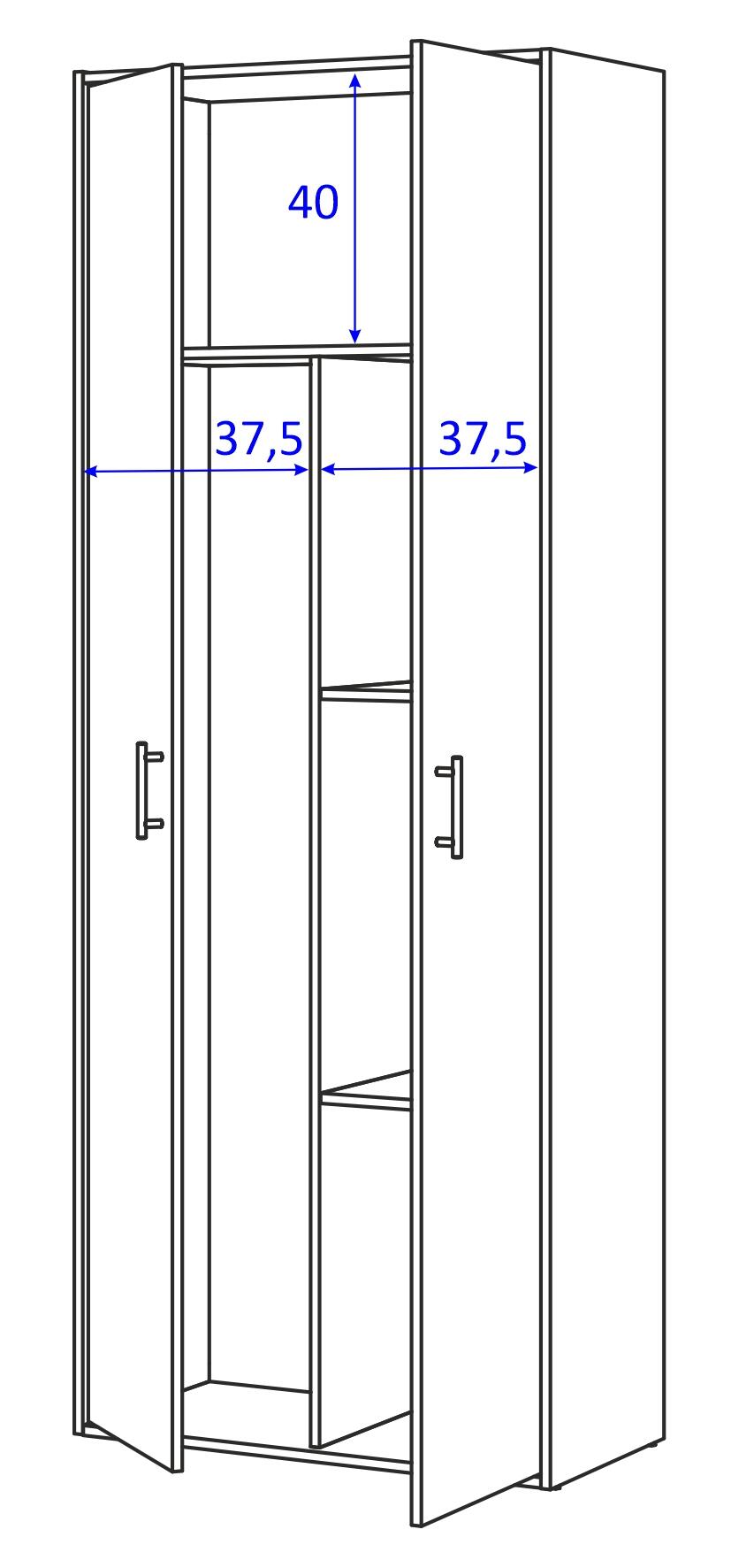Armario multiusos 206X80X40 blanco artik - 2