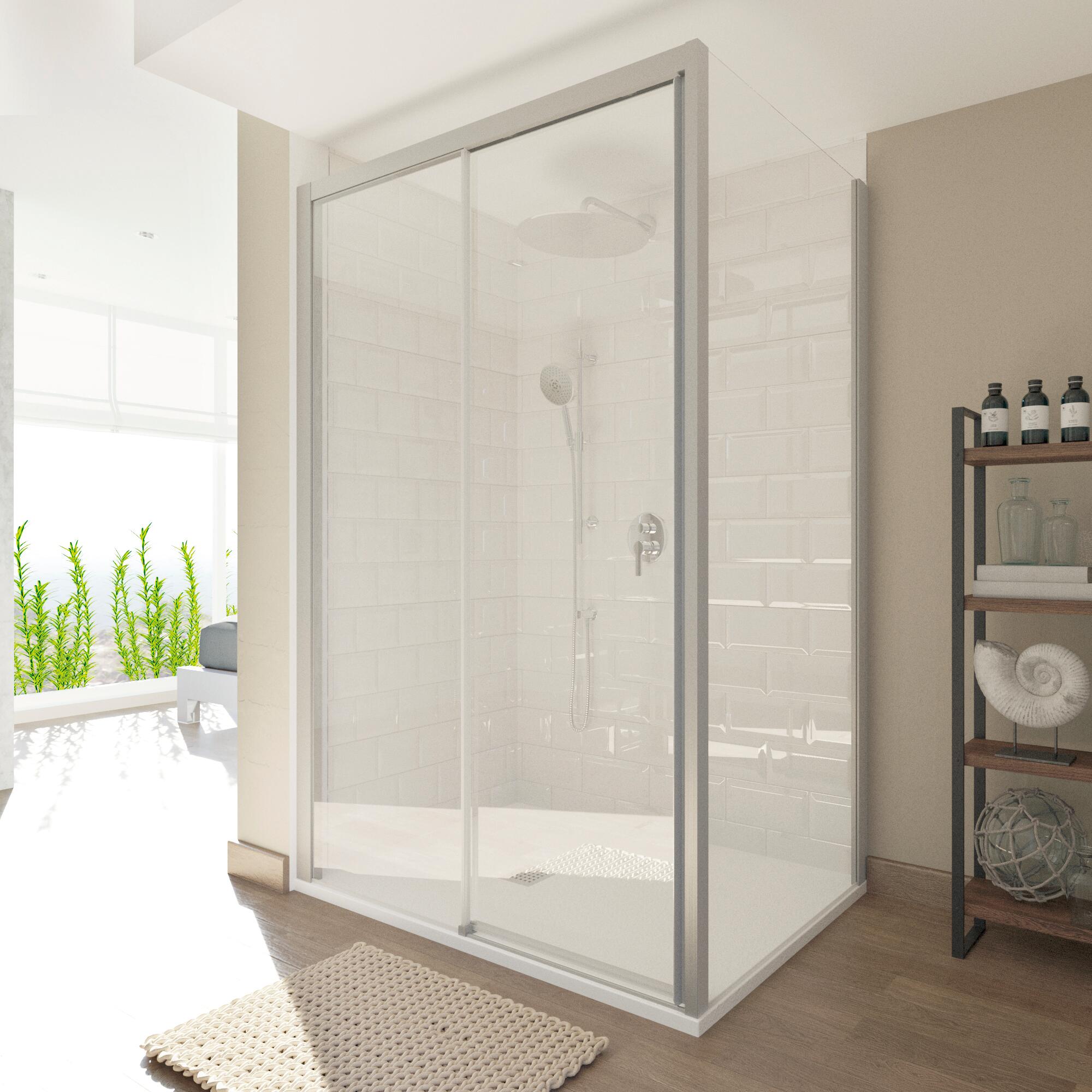 Porta doccia scorrevole L 177-181 cm x H 200 cm per nicchia in vetro trasparente SP. 8 mm, profilo satinato cromo, serie Style - 2