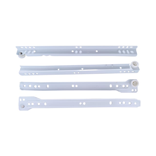 Guía para cajón con rodillos 30 cm, fijación inferior, carga 20 kg , Blanco