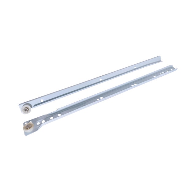 Guía para cajón con rodillos 40 cm, fijación inferior, carga 20 kg , Blanco