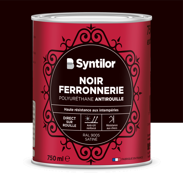 Peinture extérieure fer Ferronnerie SYNTILOR noir ral 9005 satiné 750ml