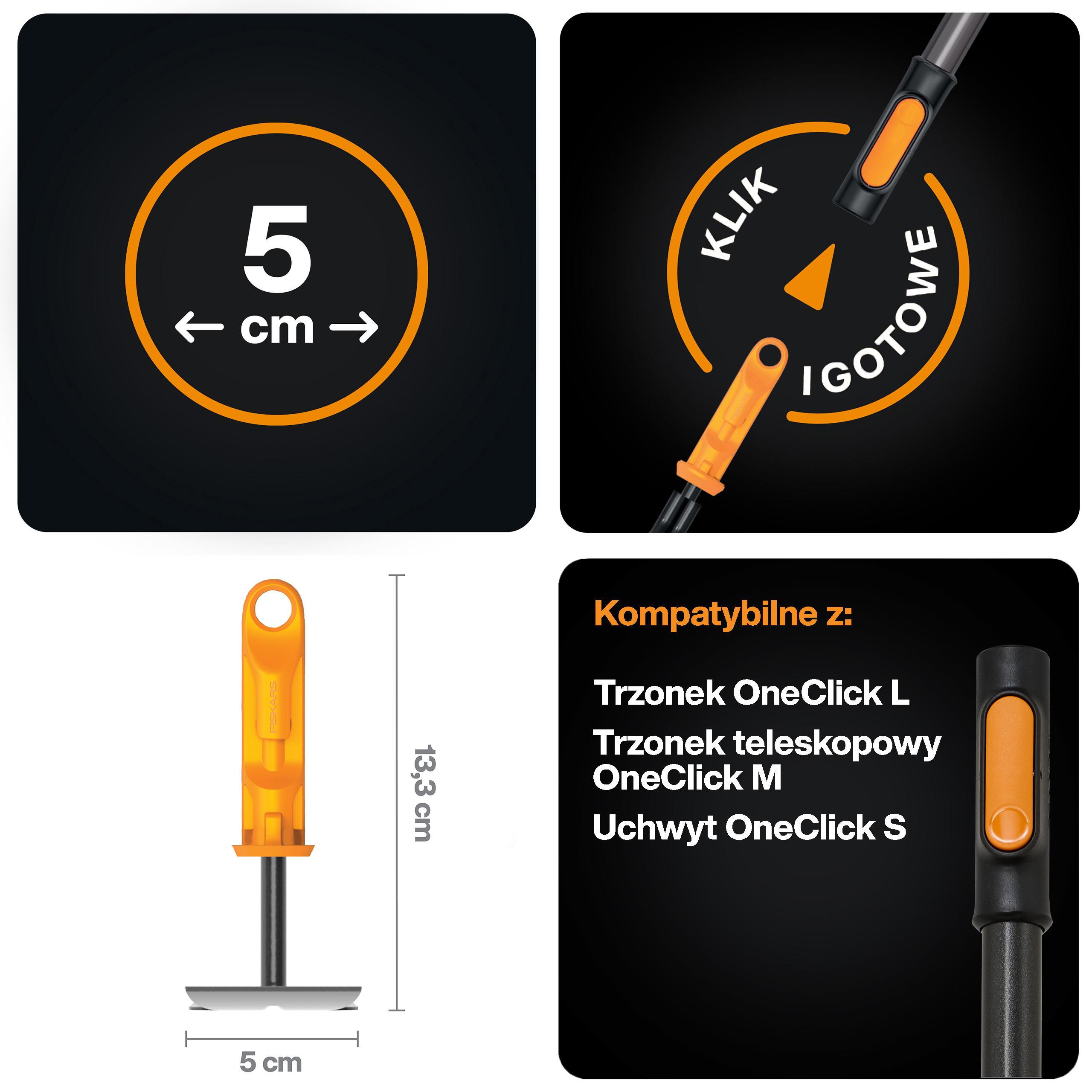 Motyczka z widełkami głowica OneClick Fiskars - 6