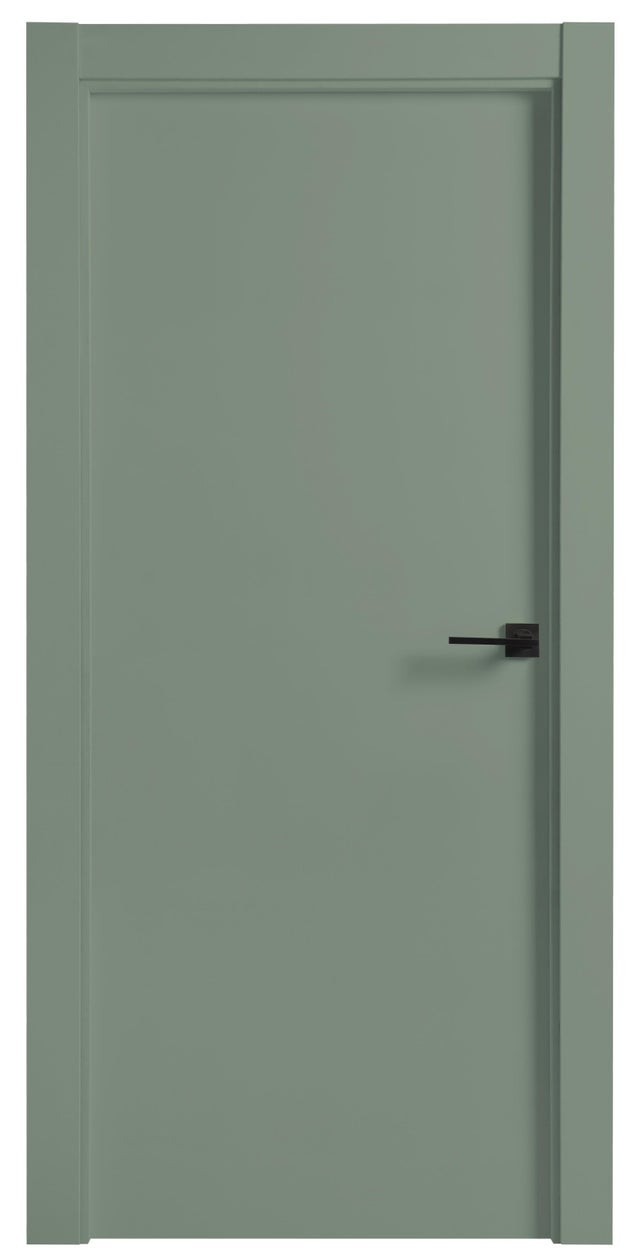Puerta de interior abatible ciega maciza melamina antihuellas Line Plus Salvia verde apertura izquierda cerco 7x3 anchura 72.5cm
