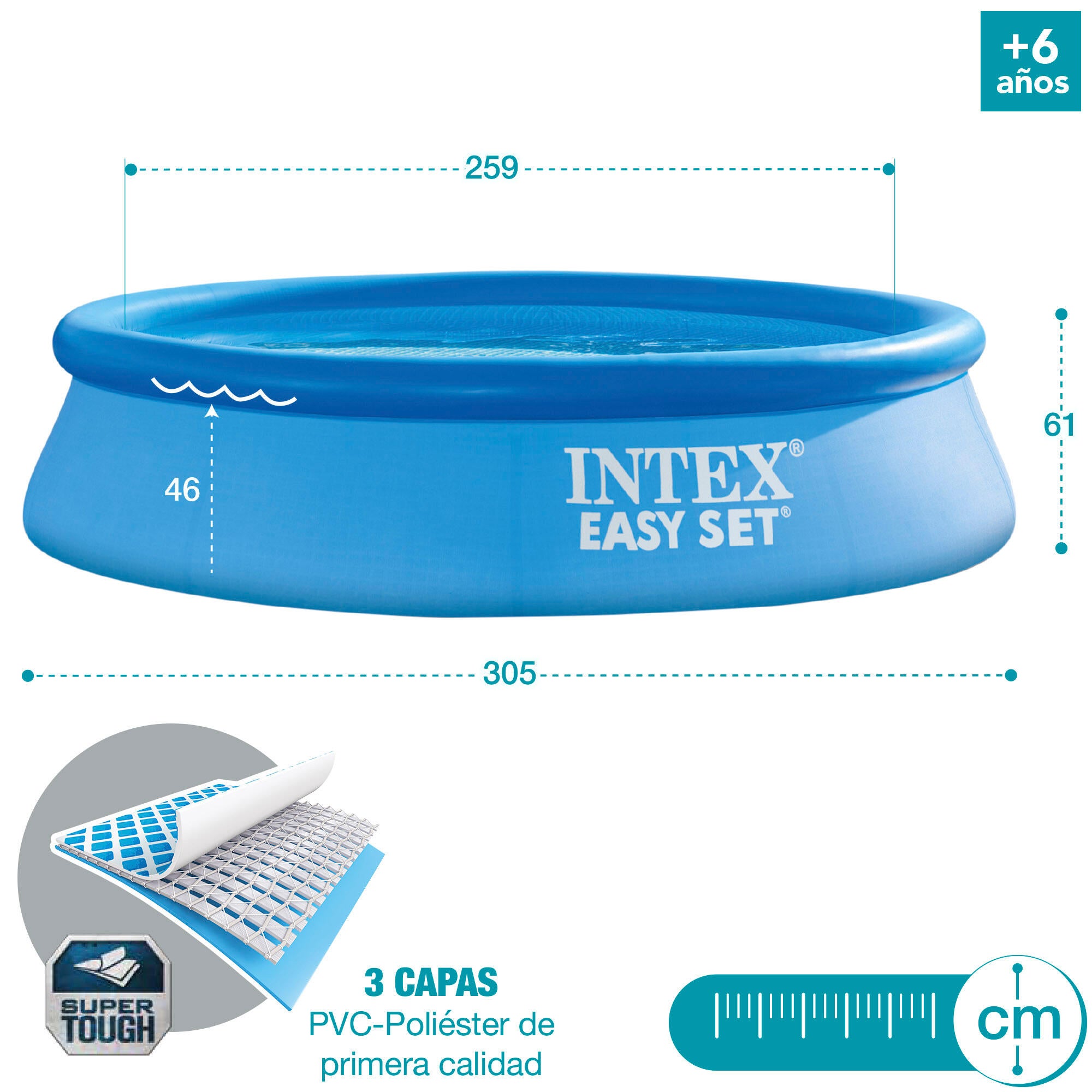 Piscina insuflável de pvc 305x61 cm redonda Intex - 10
