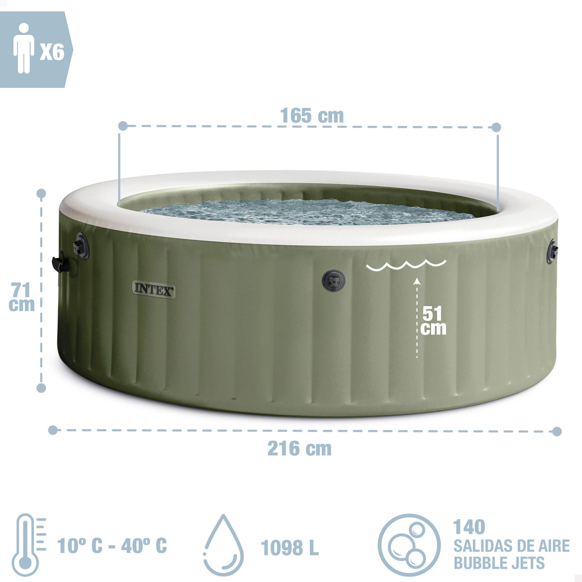 Spa inflável Purespa Olive 216x71 cm Intex - 8