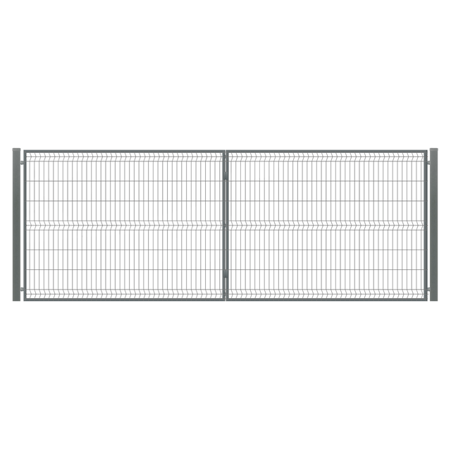 Zestaw brama wjazdowa panelowa dwuskrzydłowa + słupki 400x150 cm antracyt Polbram