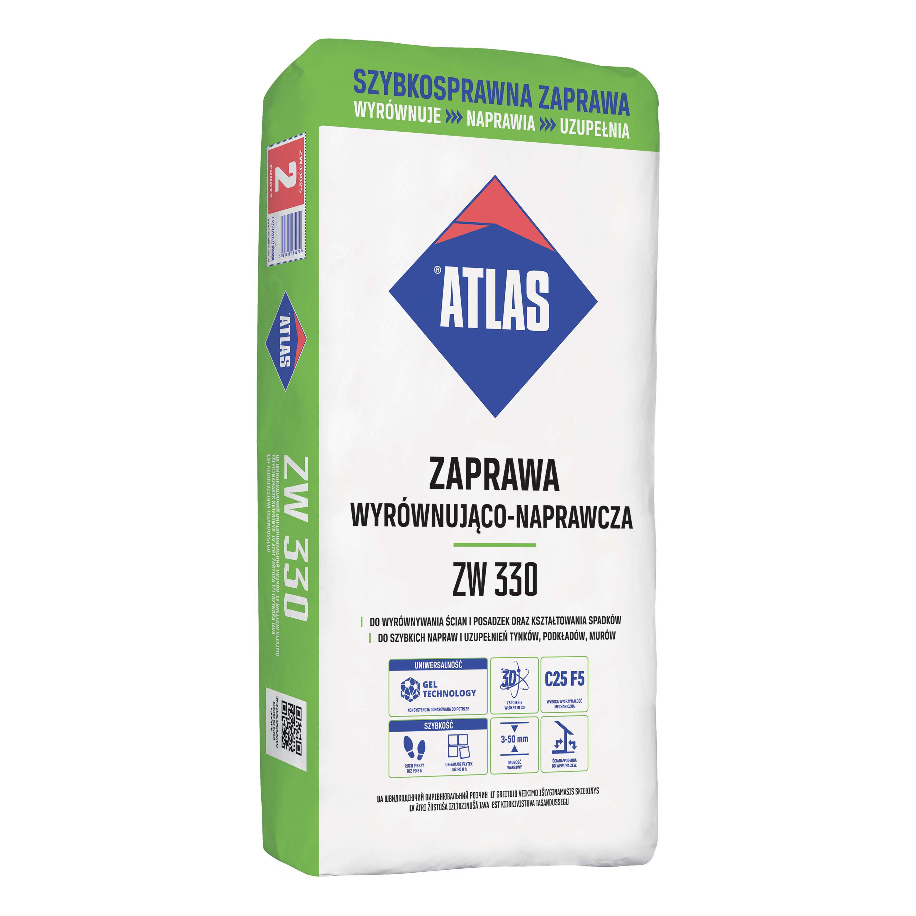 Zaprawa wyrównująca do ścian – masa ZW 330 25 kg Atlas