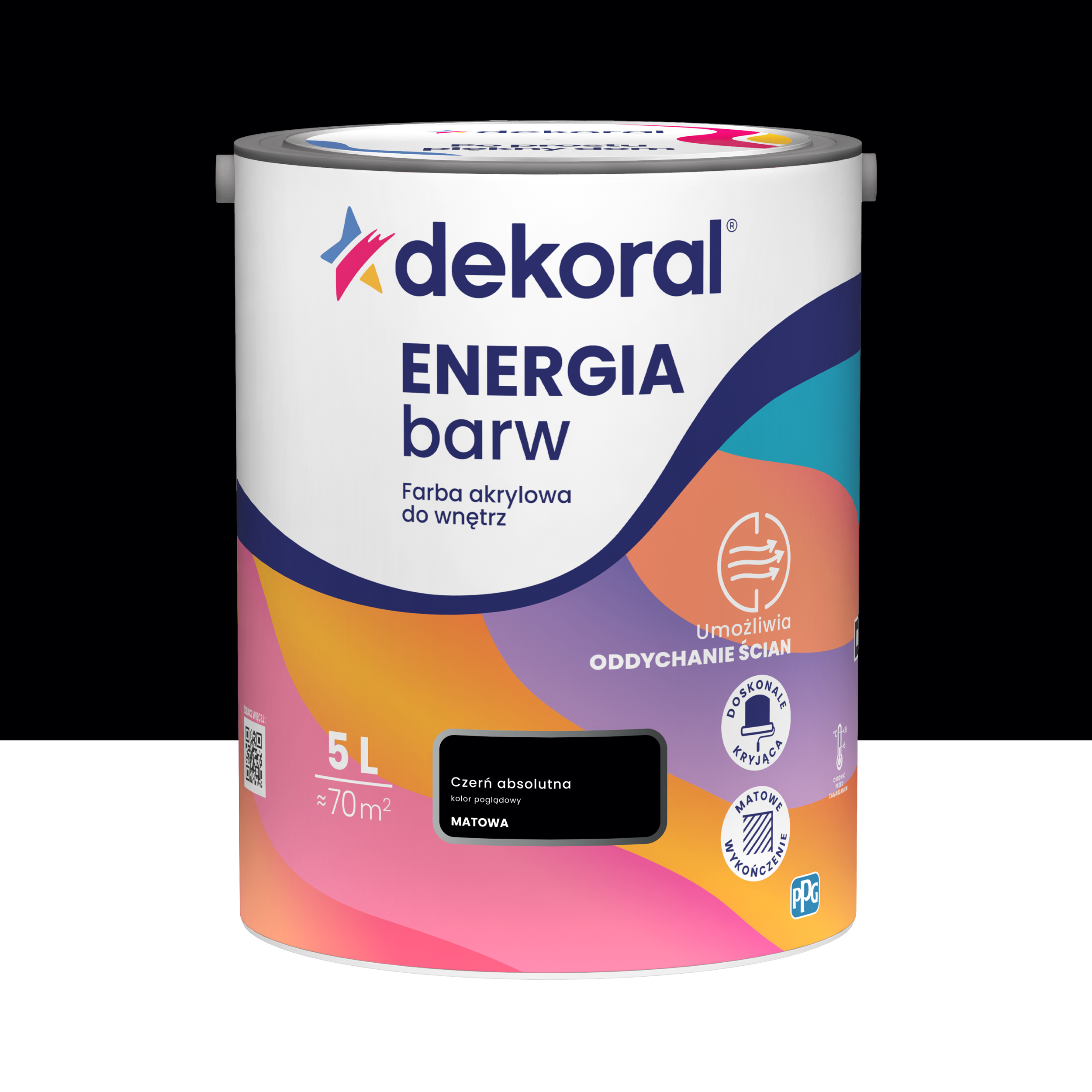 Farba Dekoral Energia Barw Czerń absolutna 5 l Akrylowa