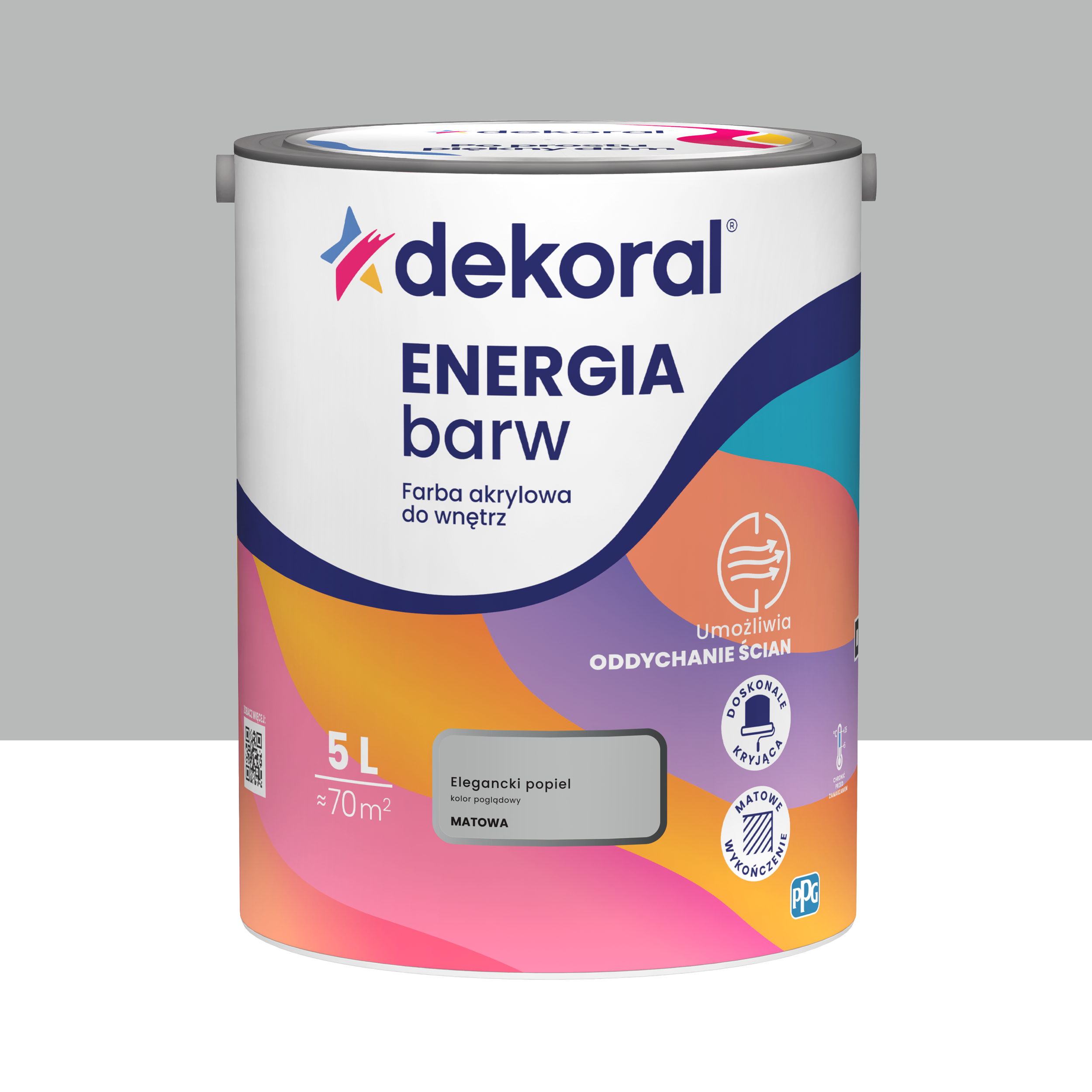 Farba Dekoral Energia Barw Elegancki popiel 5 l Akrylowa