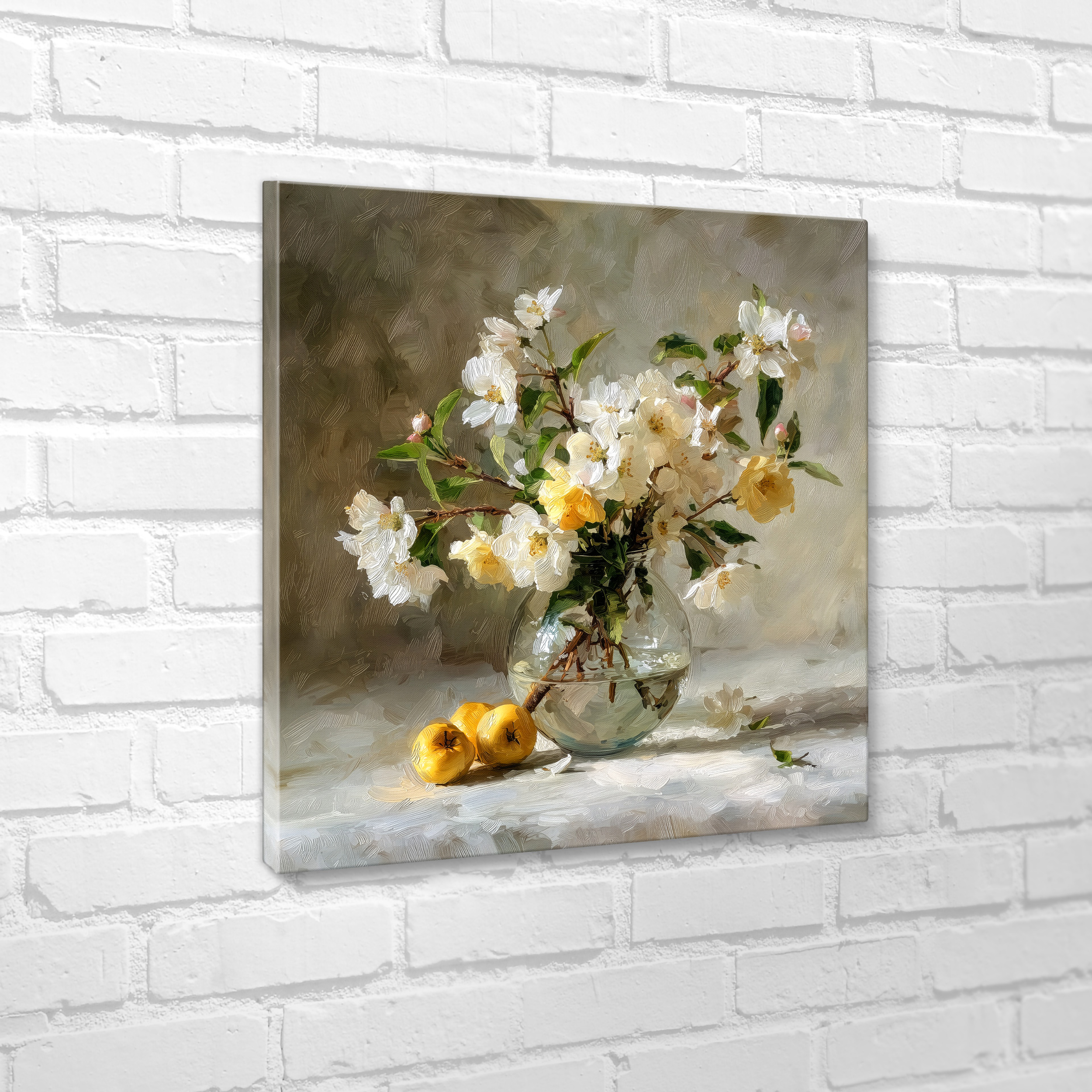 Obraz na Płótnie Canvas Apple Flowers Kwiaty Jabłoni w wazonie ST940 60x60 cm - 3