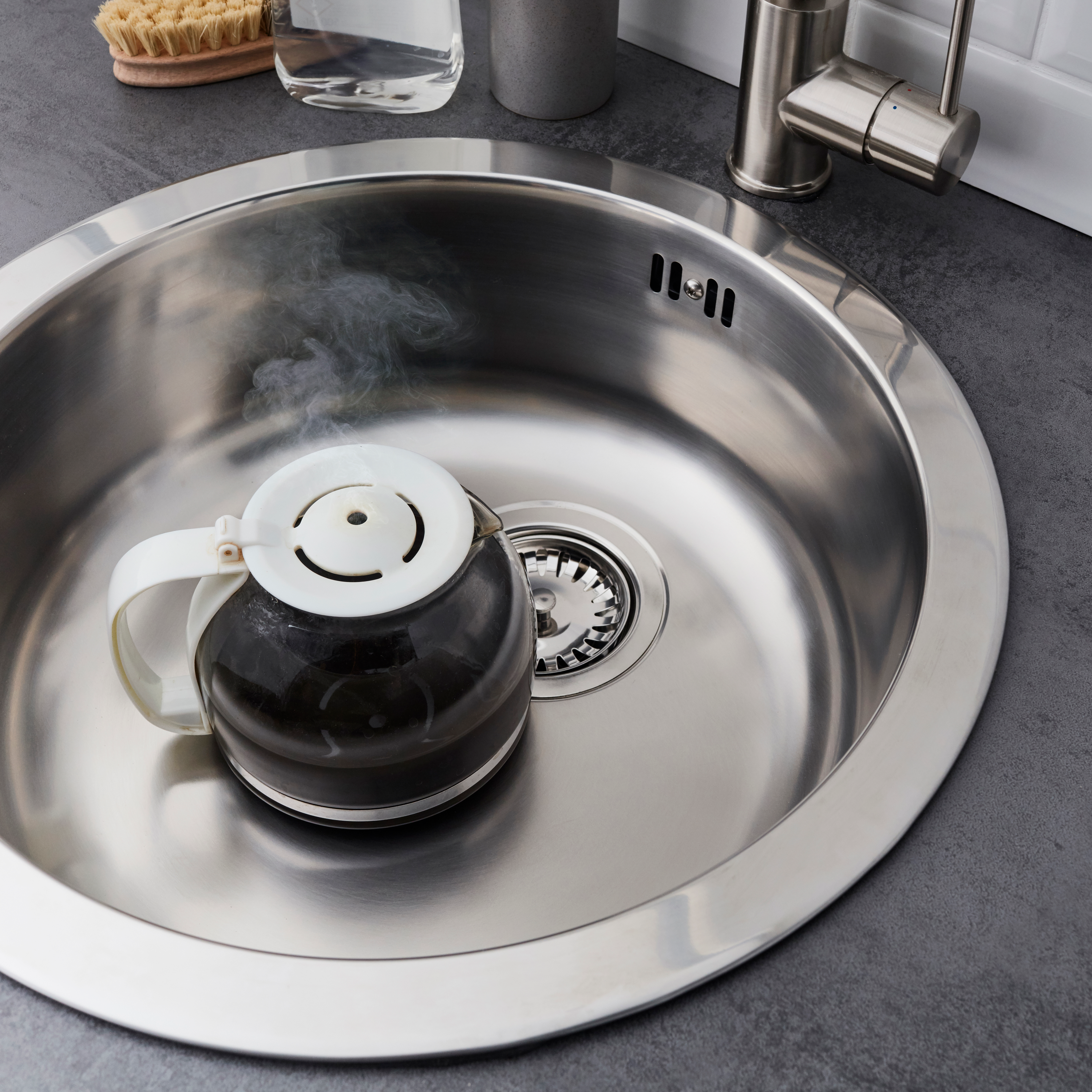Lavello sopratop 1 vasca in inox grigio DELINIA Iseo L 45 x L 45 cm - 8