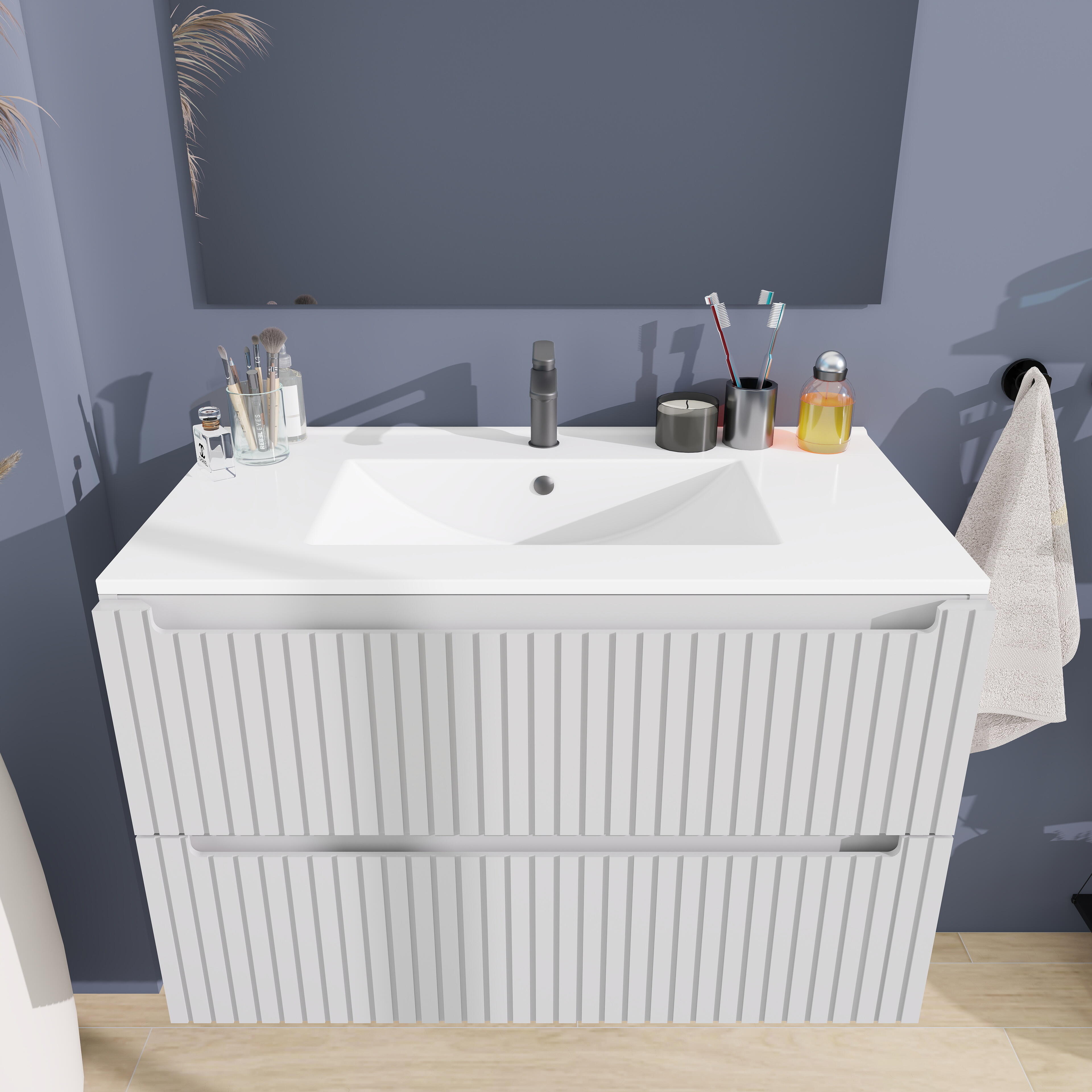 MUEBLE DE BAÑO BLUR 80CM GRIS 2 CAJONES - 2