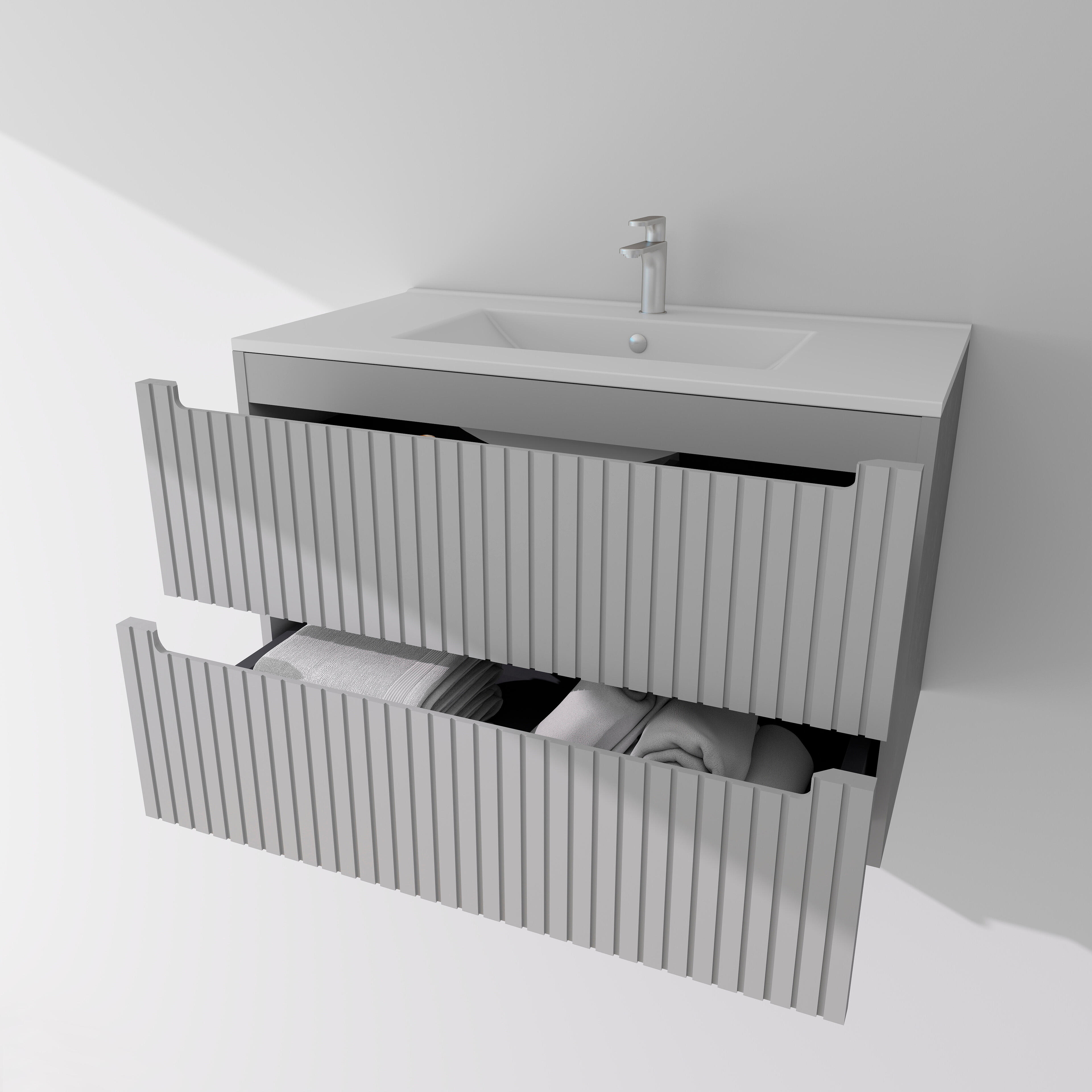 MUEBLE DE BAÑO BLUR 80CM GRIS 2 CAJONES - 5