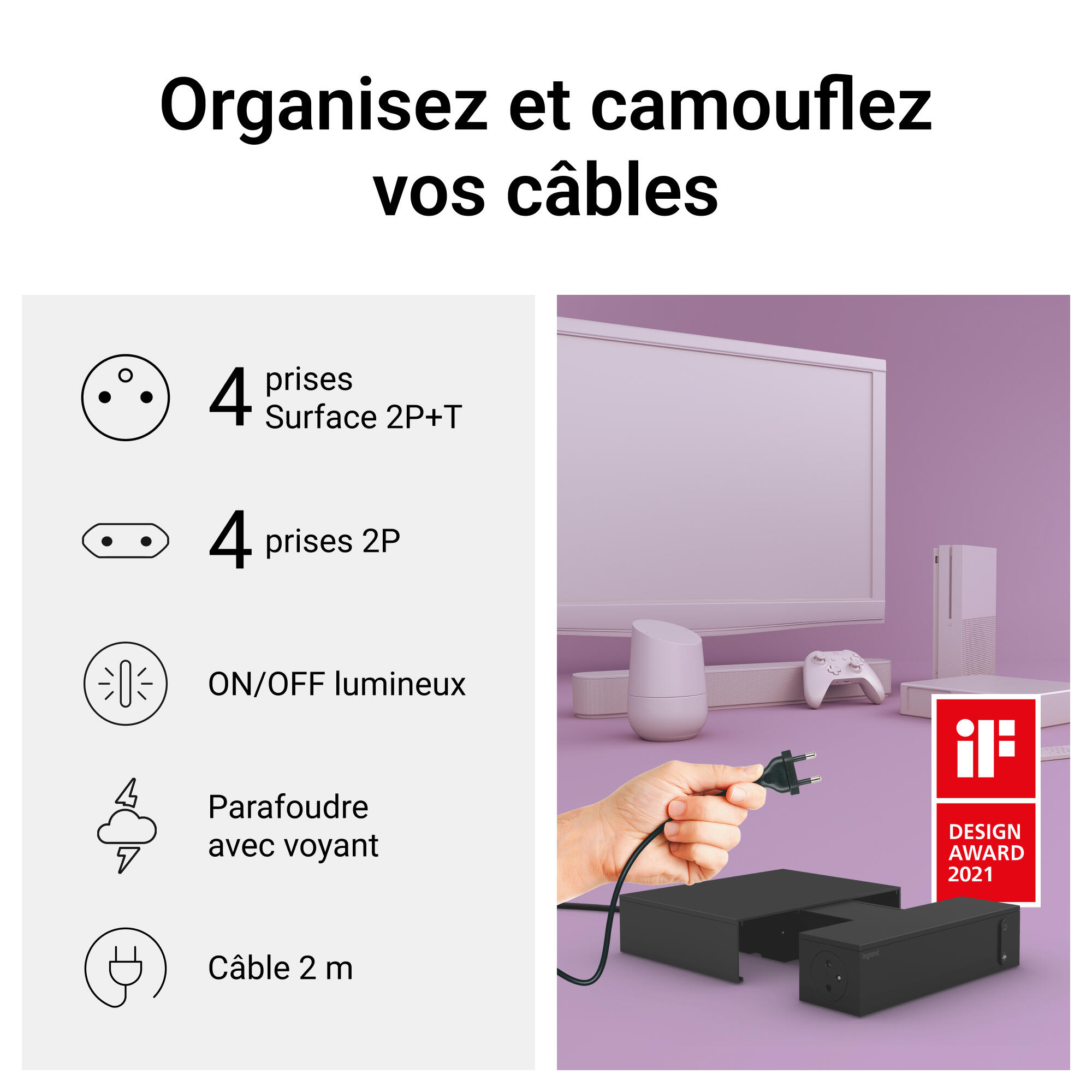 Box multiprise 8 prises noir LEGRAND - 4