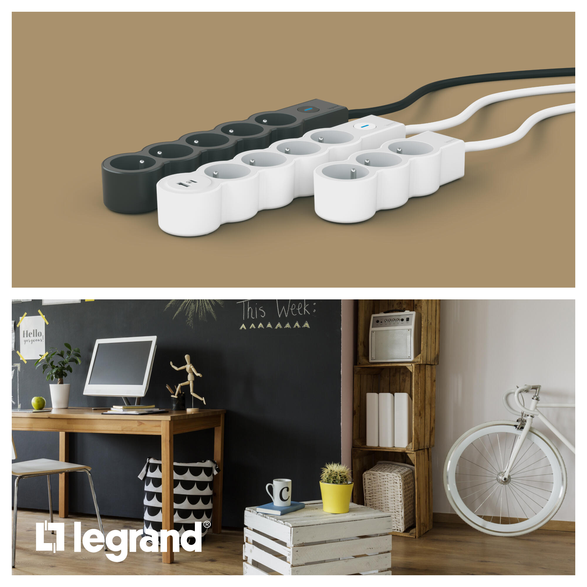 Multiprise 5 prises avec interrupteur, 1.5 m noir LEGRAND - 3
