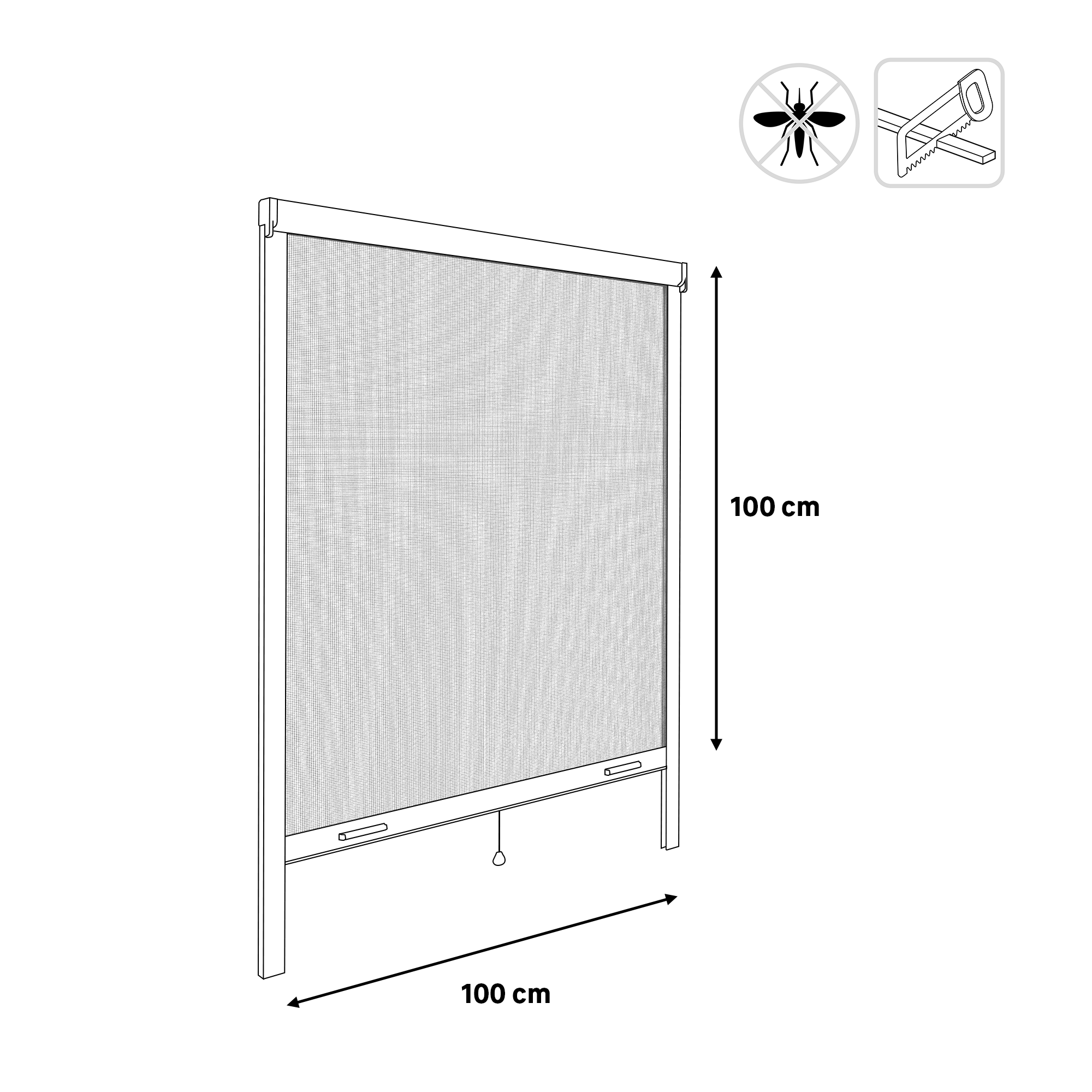 Mosquitera enrollable vertical 100x100cm aluminio recortable blanco para ventana tela fibra de vidrio negra - 2