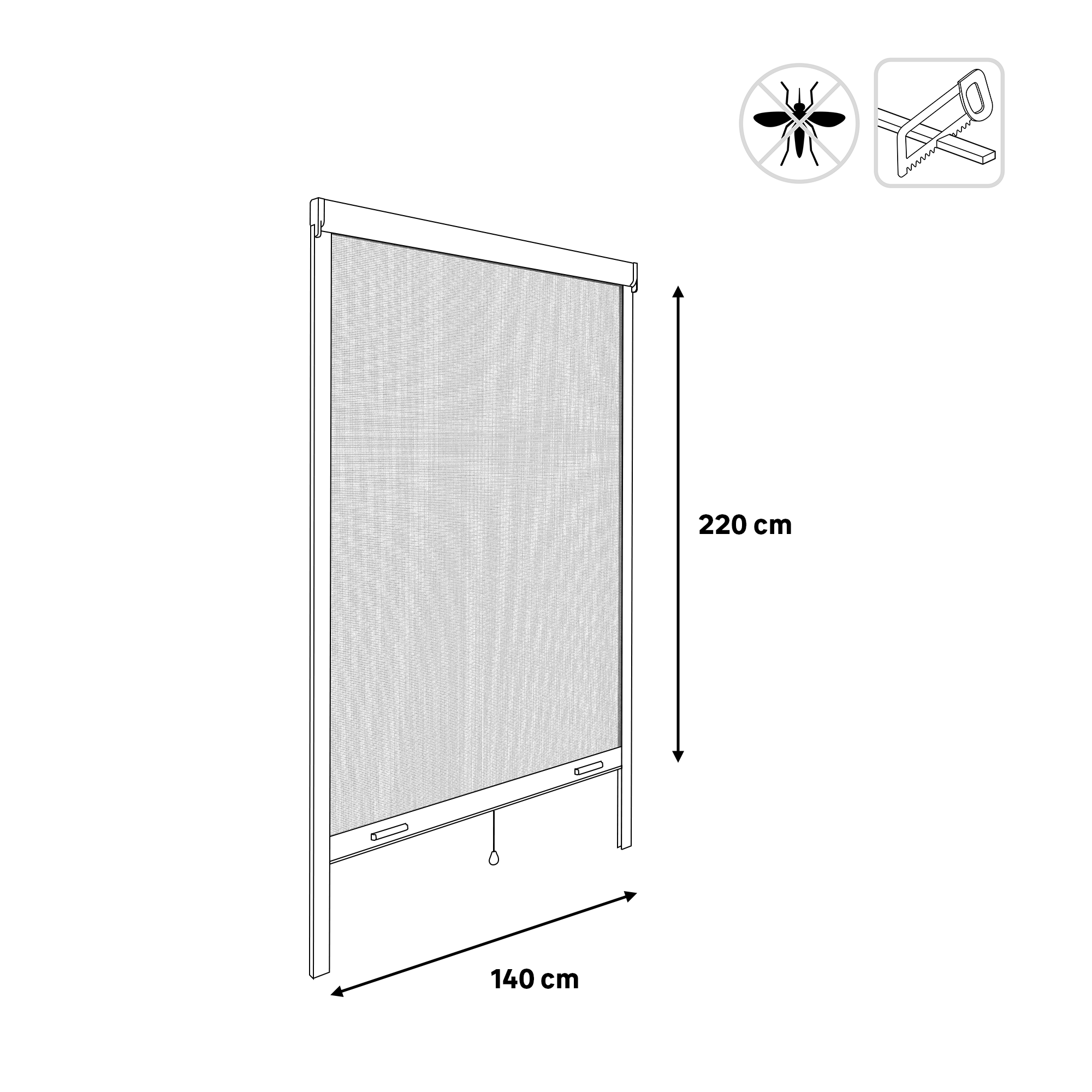 Mosquitera enrollable vertical 140x220cm aluminio recortable blanco para puerta tela fibra de vidrio negra - 4