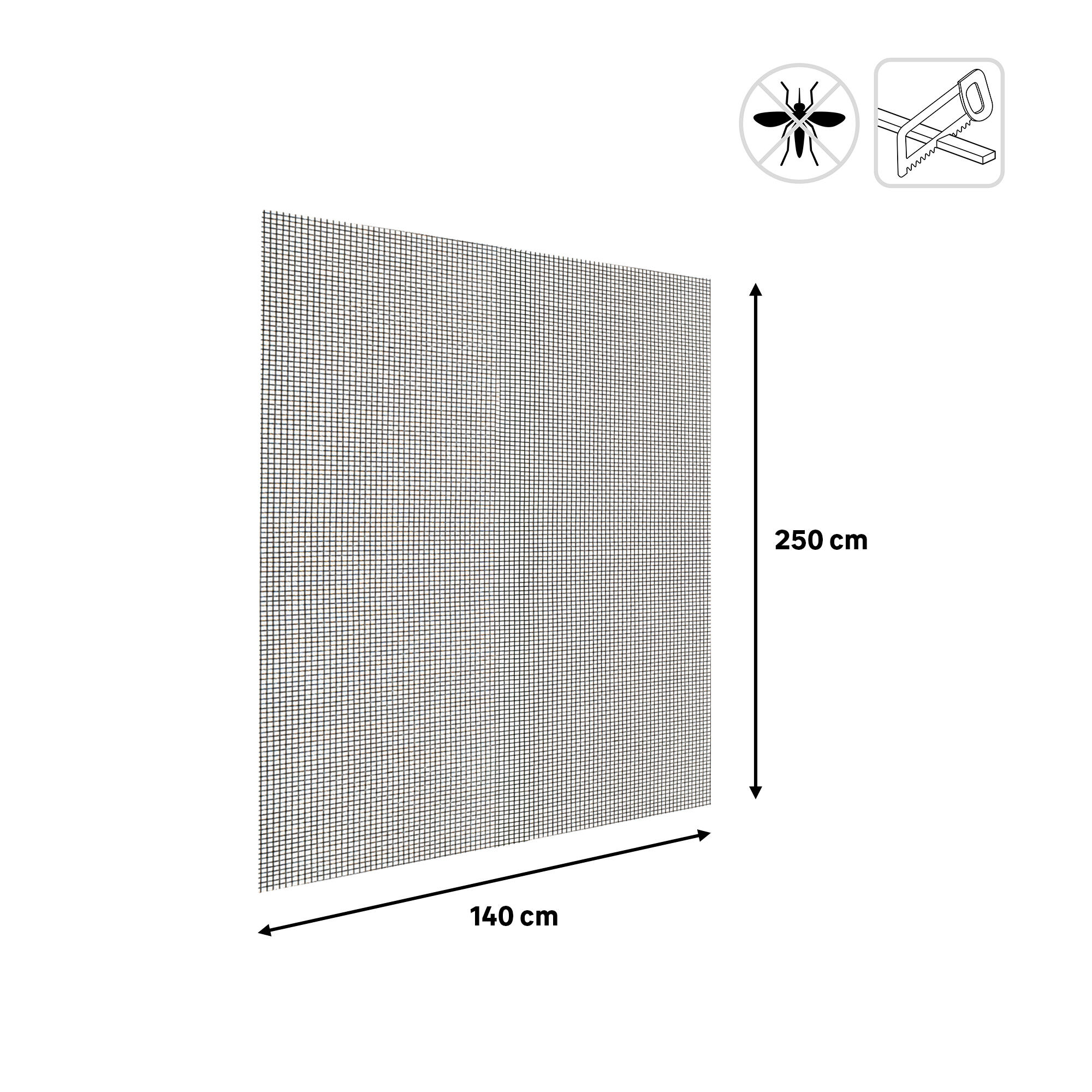 Tela de mosquitera fibra de vidrio blanca 140x250cm recortable para ventana - 3