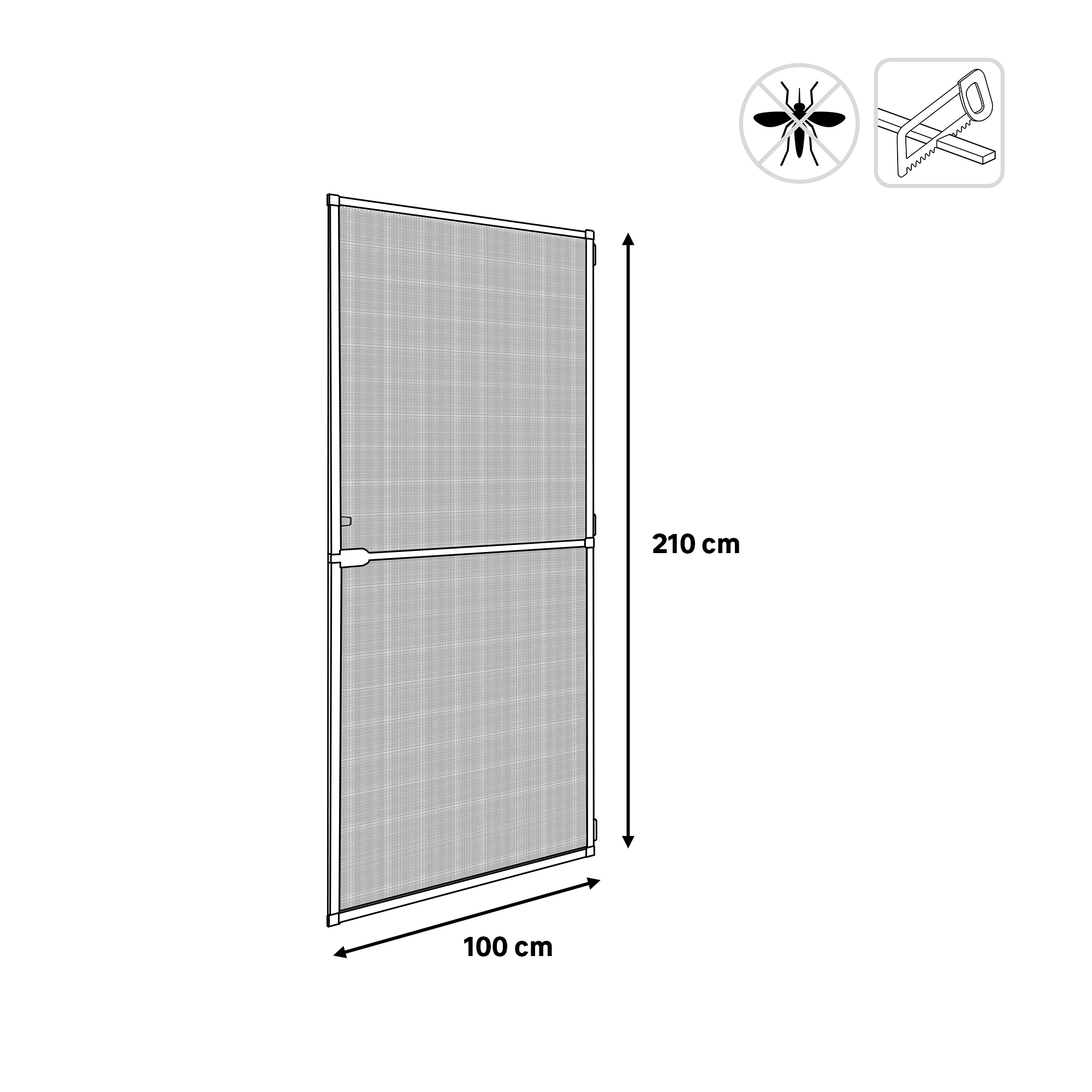 Mosquitera abatible 100x210cm 1 puerta alumino blanco recortable tela fibra de vidrio gris - 3
