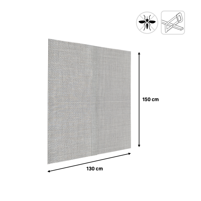 Tela de mosquitera poliester gris adhesiva 130x150cm recortable gris para ventana