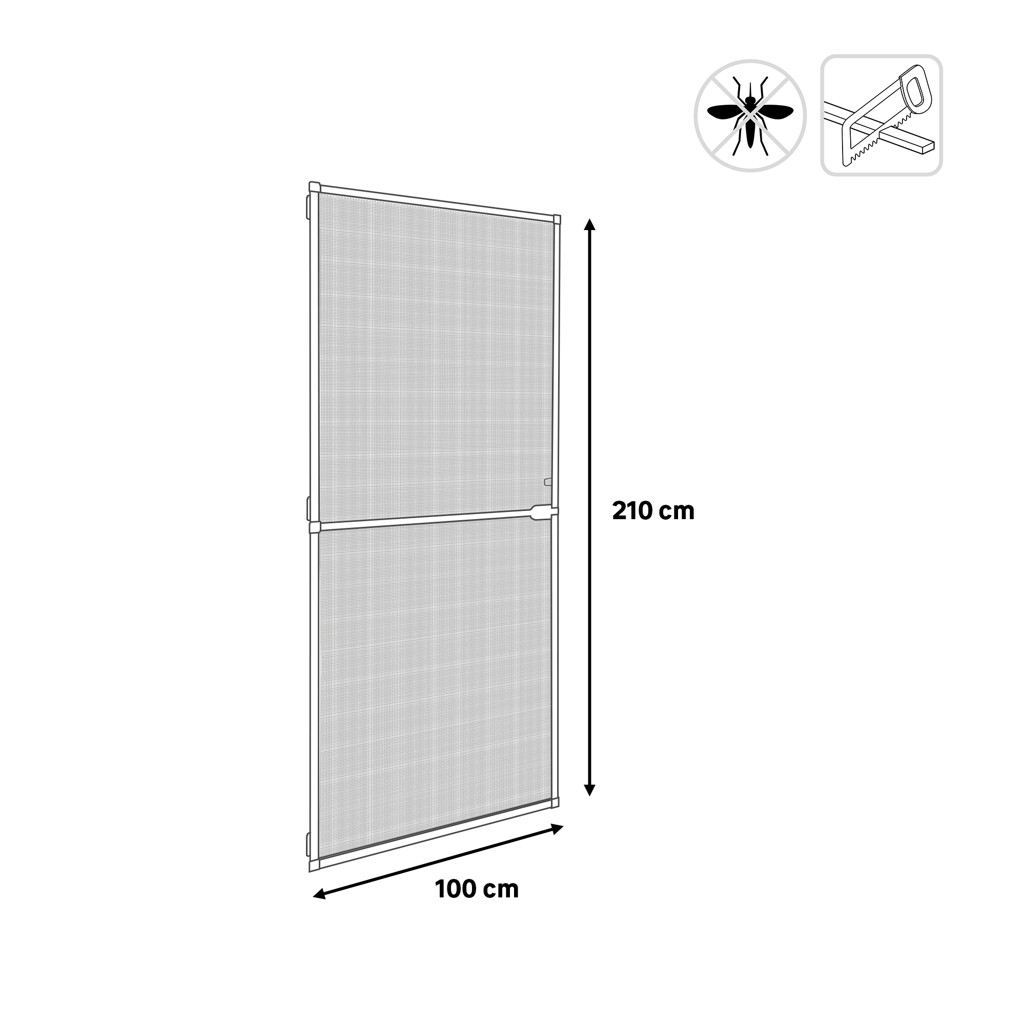 Mosquitera abatible 100x210cm 1 puerta alumino gris recortable tela fibra de vidrio gris - 3