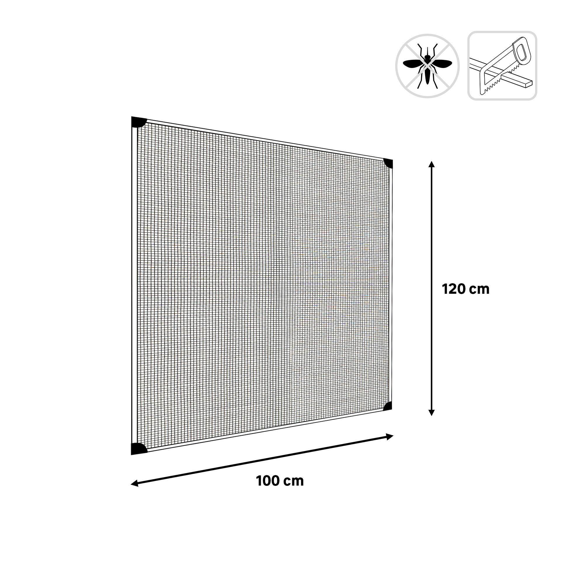Mosquitera fija 100x120cm flexible mágnetica de pvc gris recortable para ventana tela fibra vidrio negra - 2