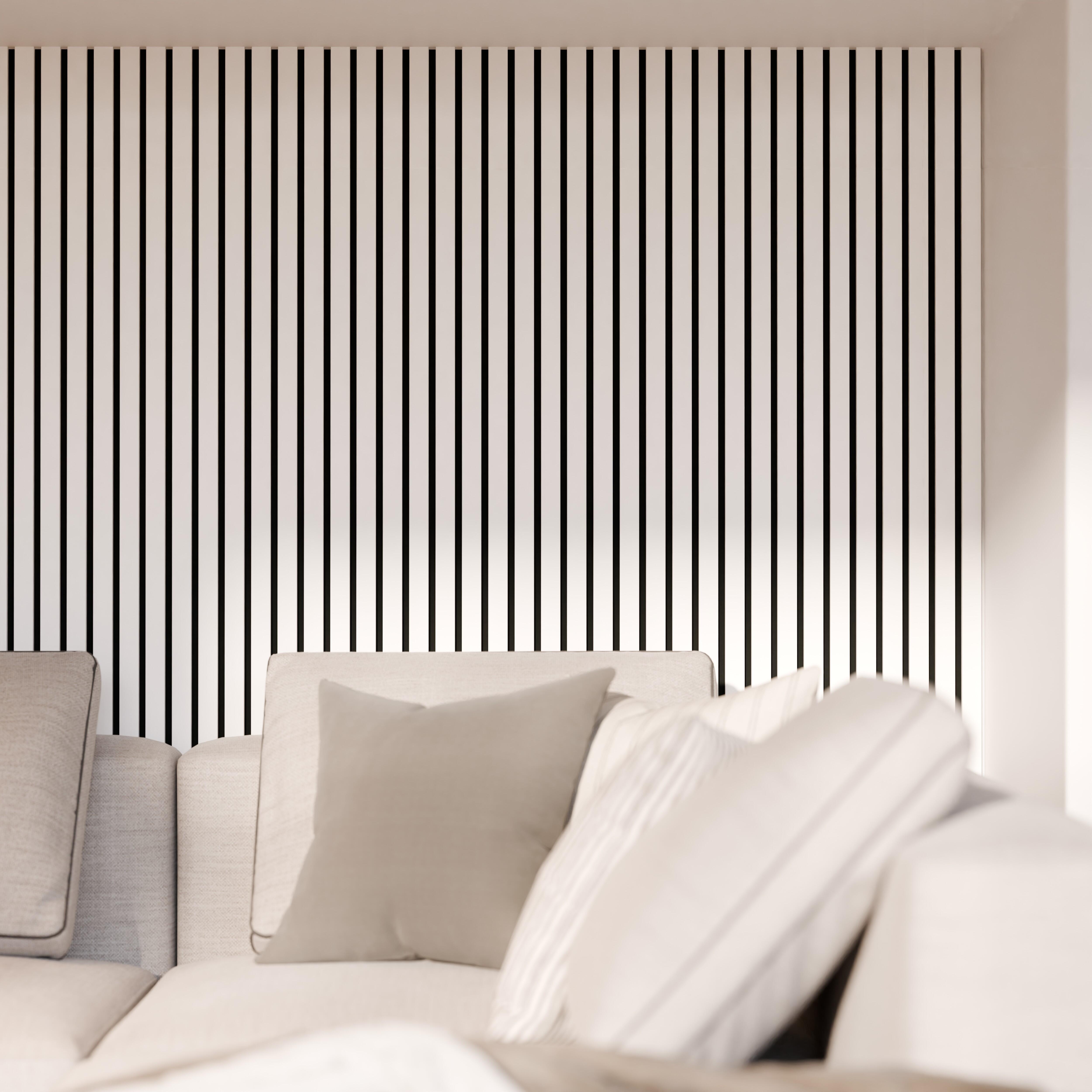 Panneau tasseaux décor blanc, fond feutrine noir, 270 x 30 cm - 2