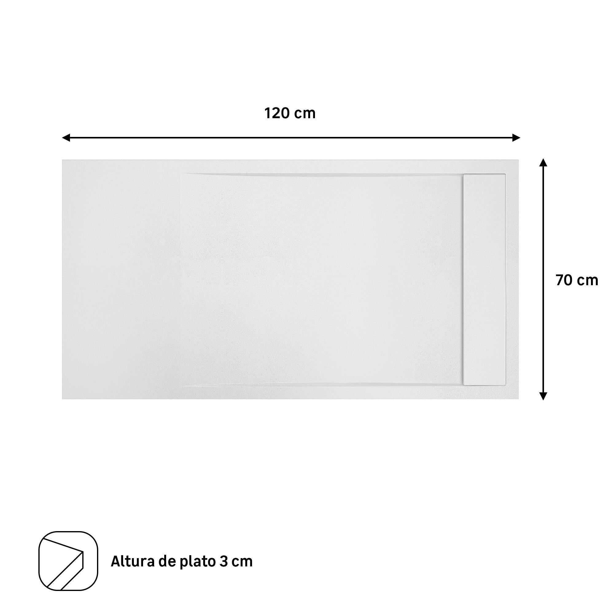 Plato de ducha Hebe 120x70 cm blanco - 2