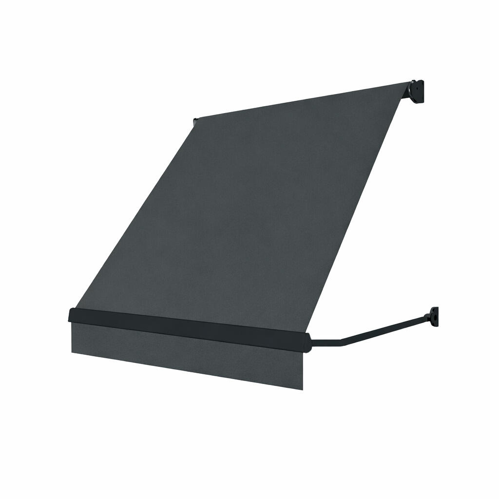 Toldo brazo punto recto 1.5x2m para ventana kenia estructura gris manual con manivela tela acrílica gris oscuro