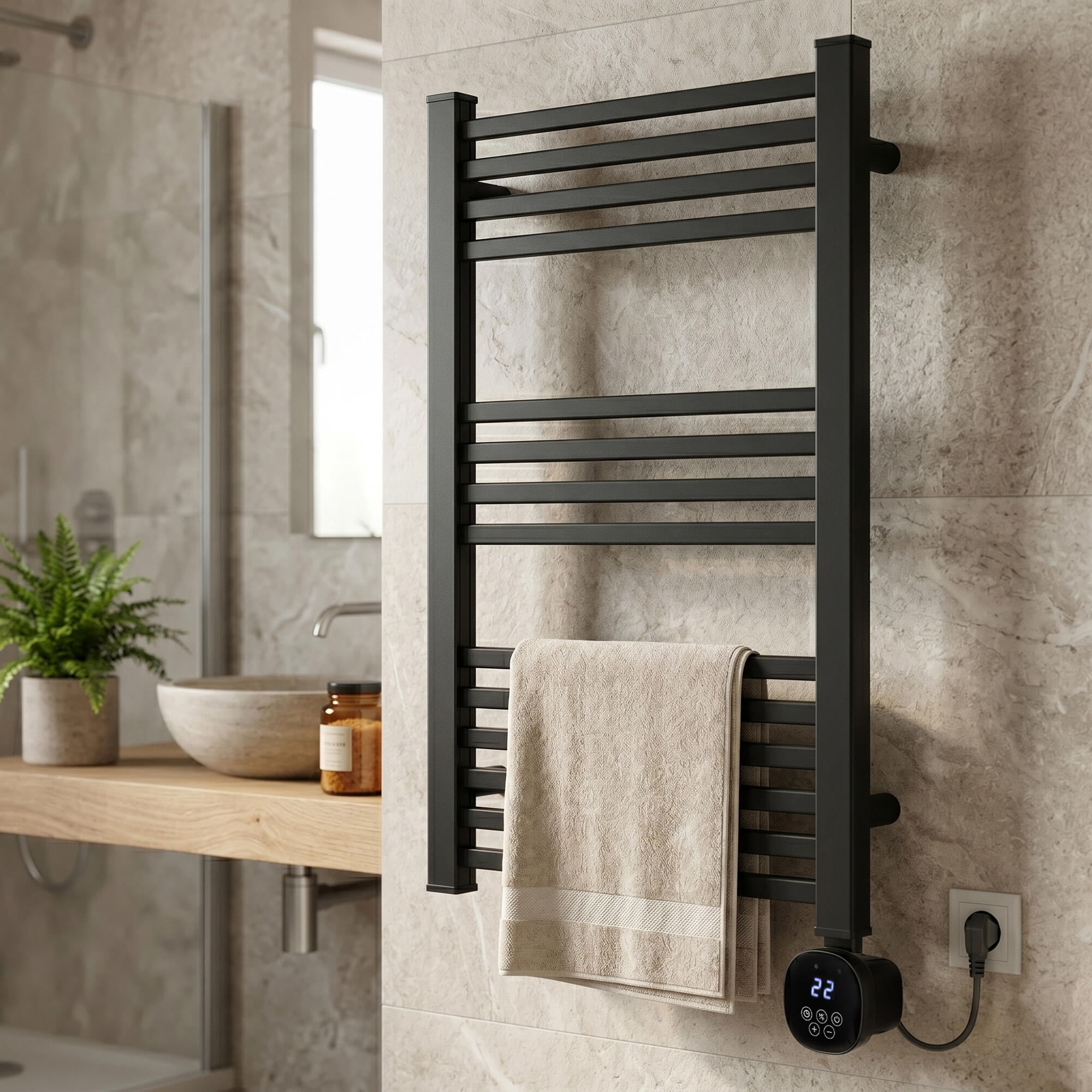 TOALLERO ELÉCTRICO PROGRAMABLE WIFI 500W NEGRO - 2