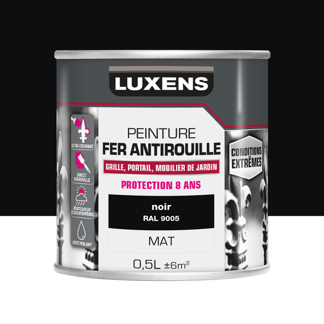 Peinture extérieure fer Conditions extrêmes LUXENS noir mat 0.5l