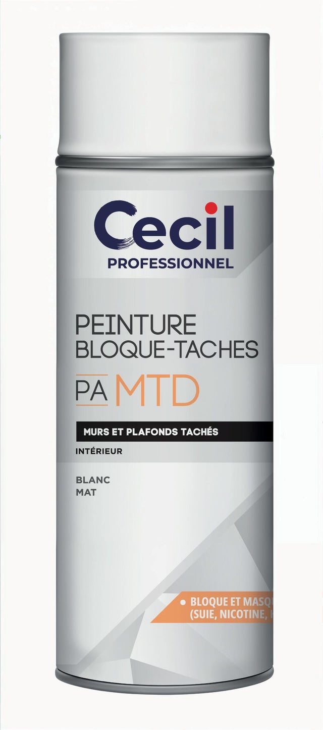 Peinture aérosol bloque tâche blanc mat 400 ml - CECIL PRO
