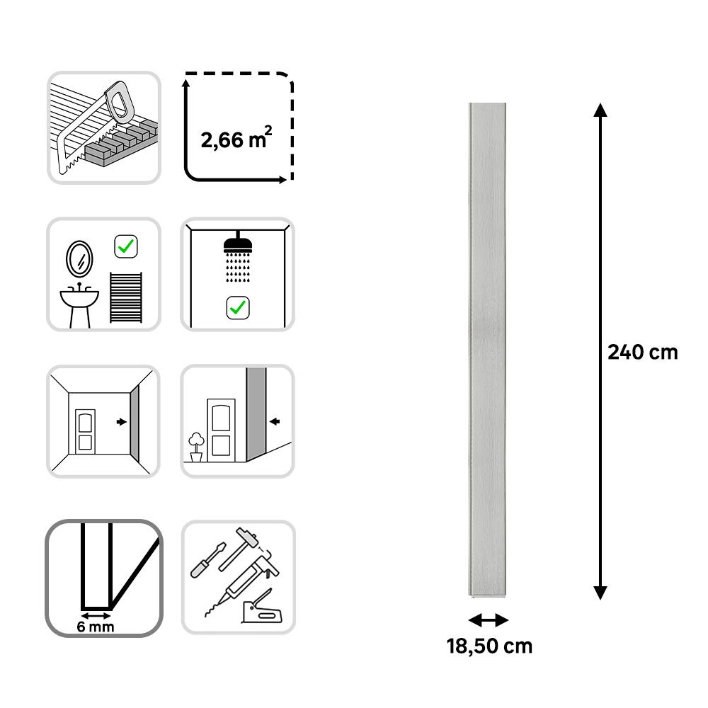 Revestimiento de pared decorativo efecto madera de PVC Dumaclin Grey gris apto para exterior de 240x18.5cm - 5