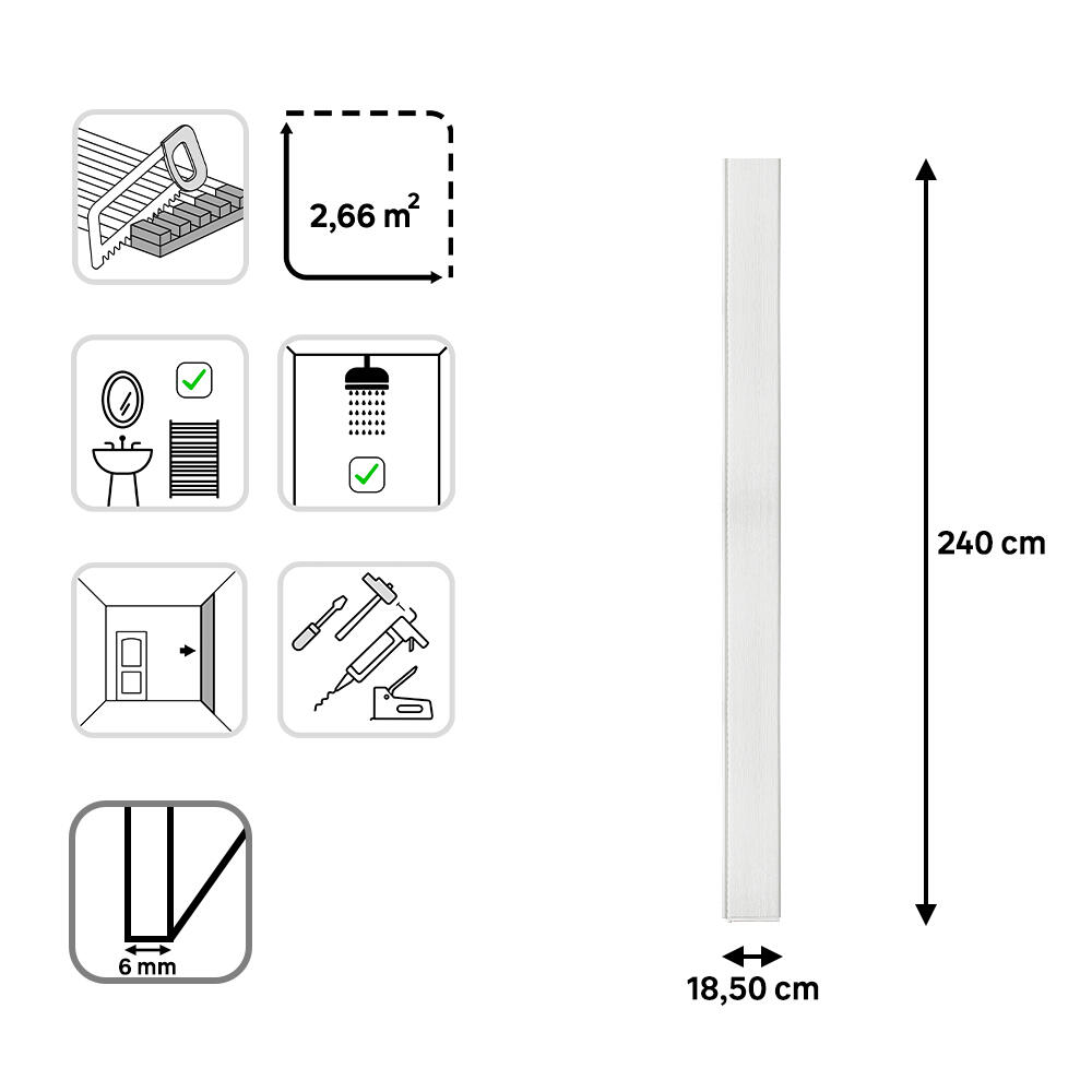 Revestimiento de pared decorativo efecto cemento de PVC Dumaclin blanco apto para exterior de 240x18.5cm - 5