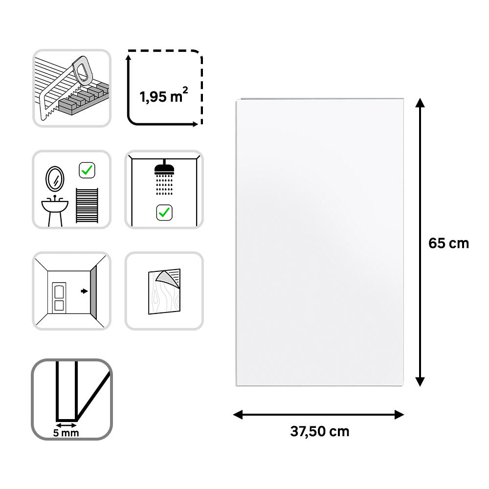 Revestimiento de pared decorativo efecto liso de PVC serie Dumawall+ Gloss White blanco de 65x37,5cm - 4